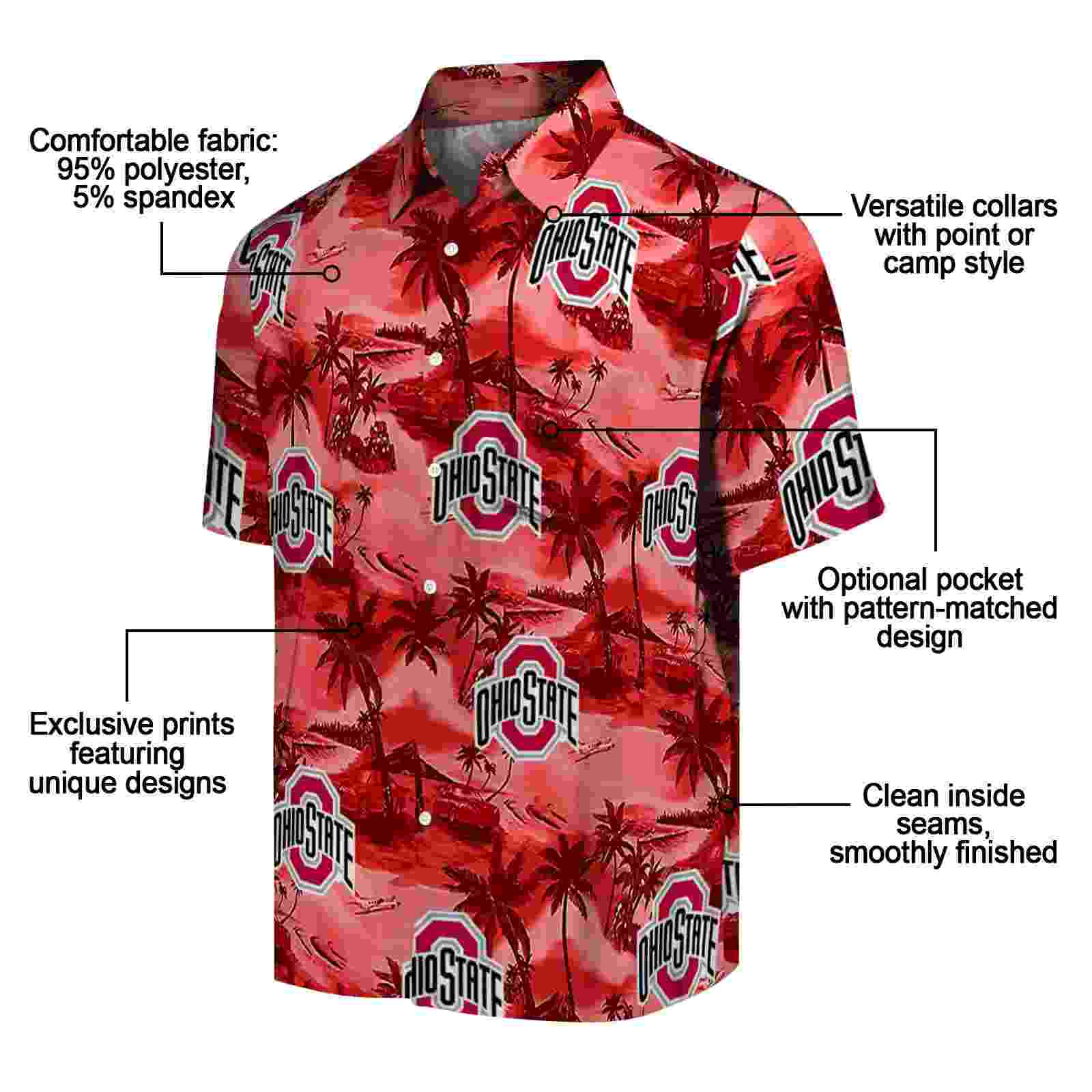 ohio state buckeyes coastal palms scarlet hawaiian shirt new arrival