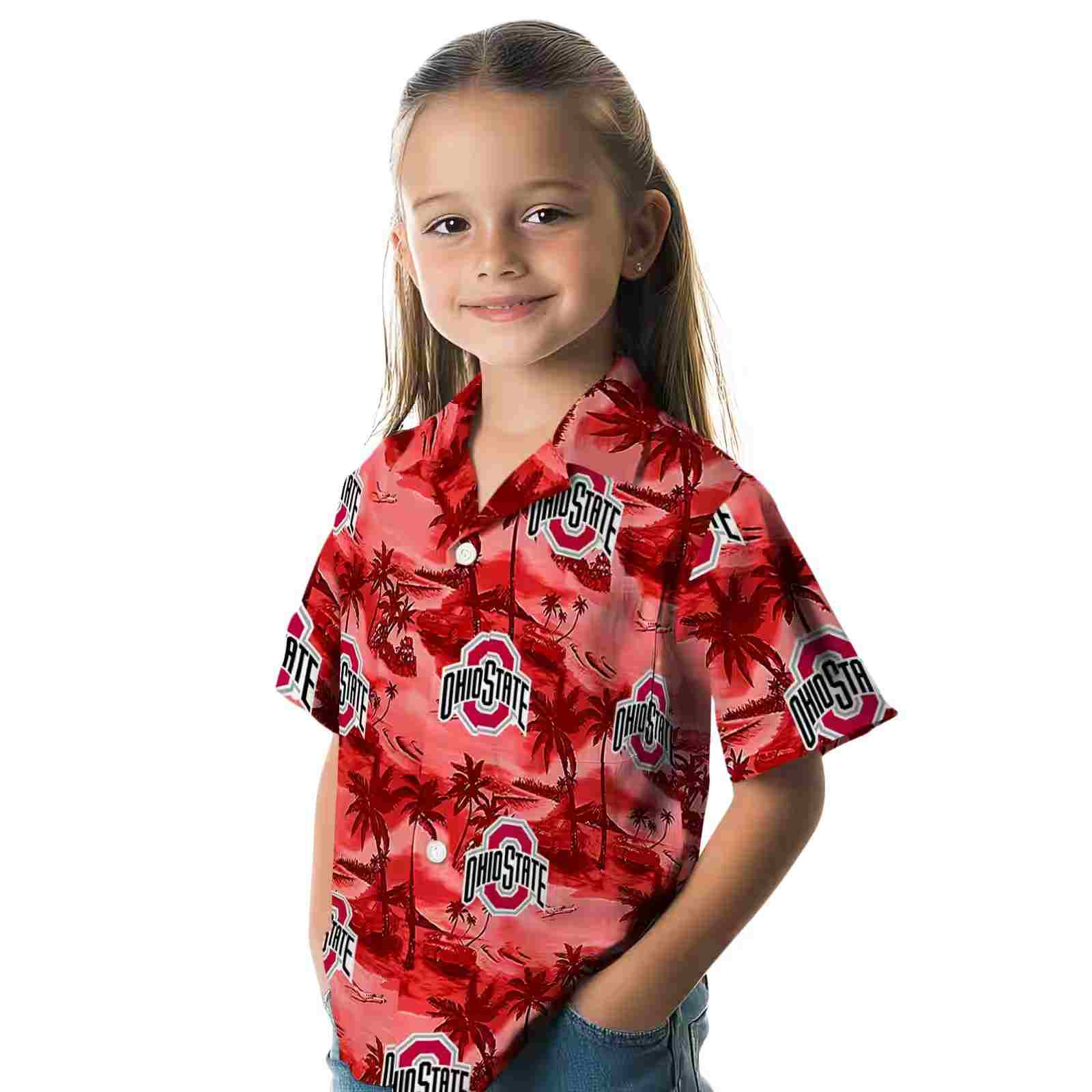 ohio state buckeyes coastal palms scarlet hawaiian shirt premium grade