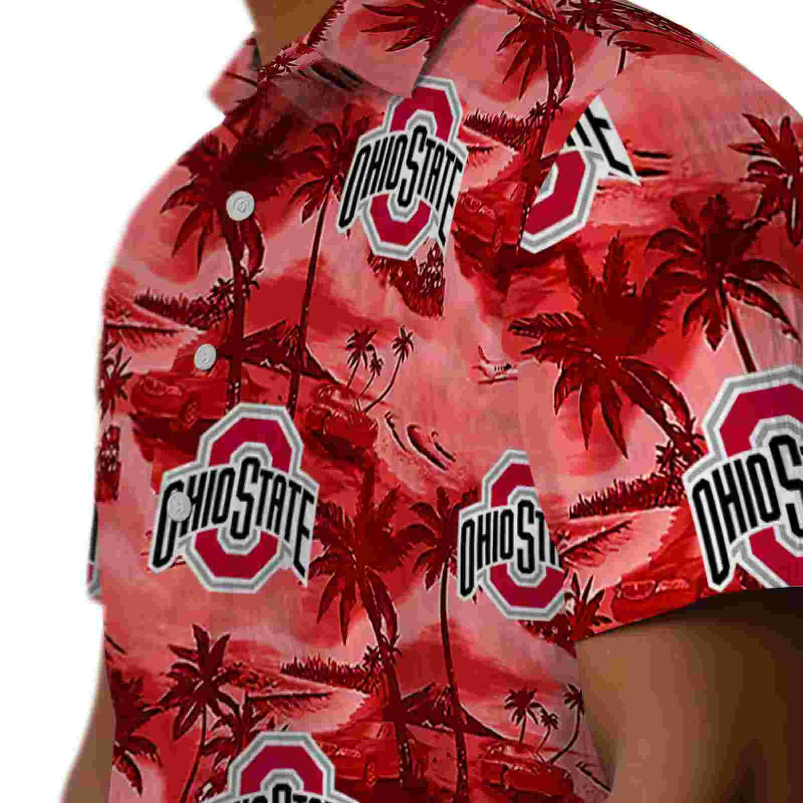 ohio state buckeyes coastal palms scarlet hawaiian shirt trendy