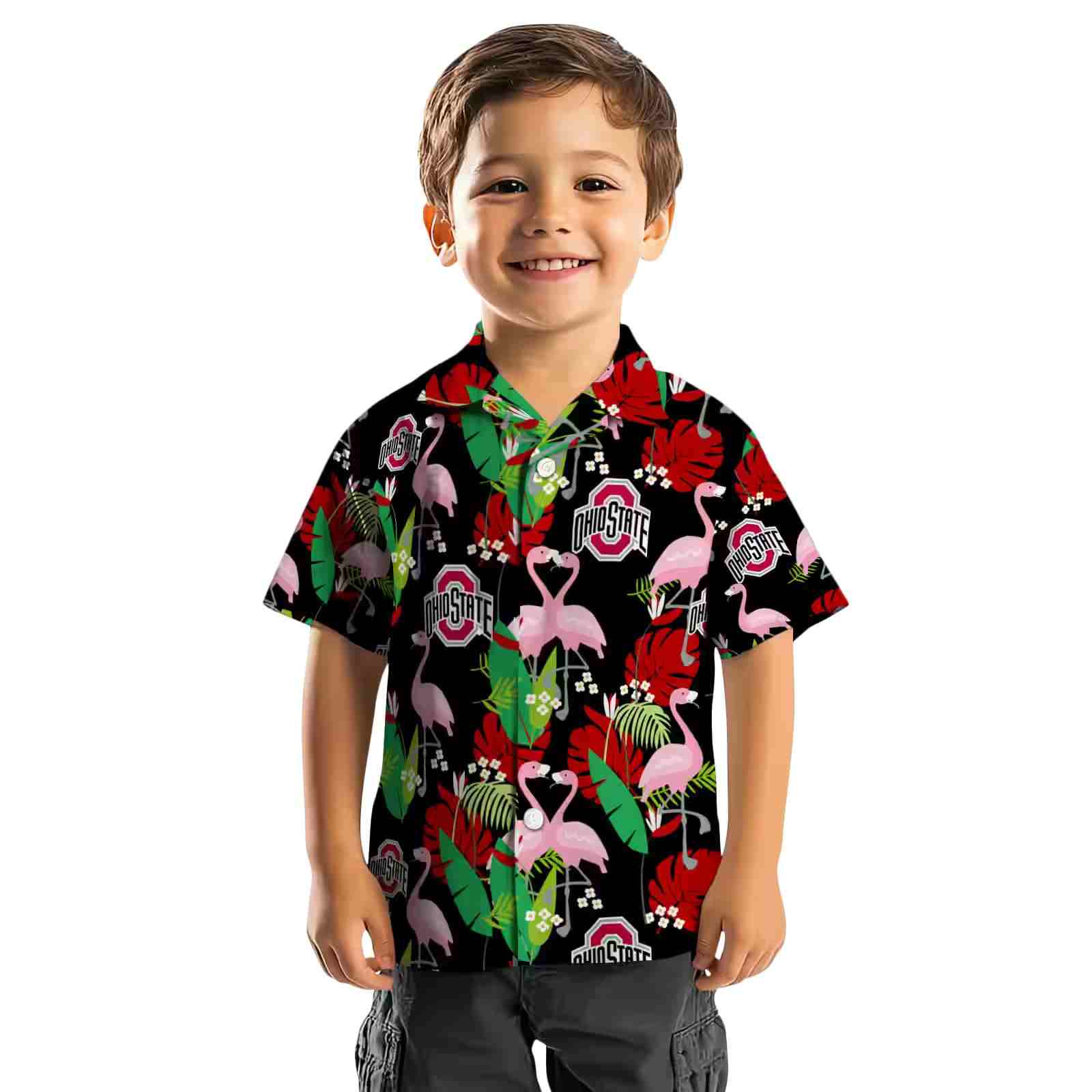 ohio state buckeyes flamingo foliage scarlet green hawaiian shirt top rated