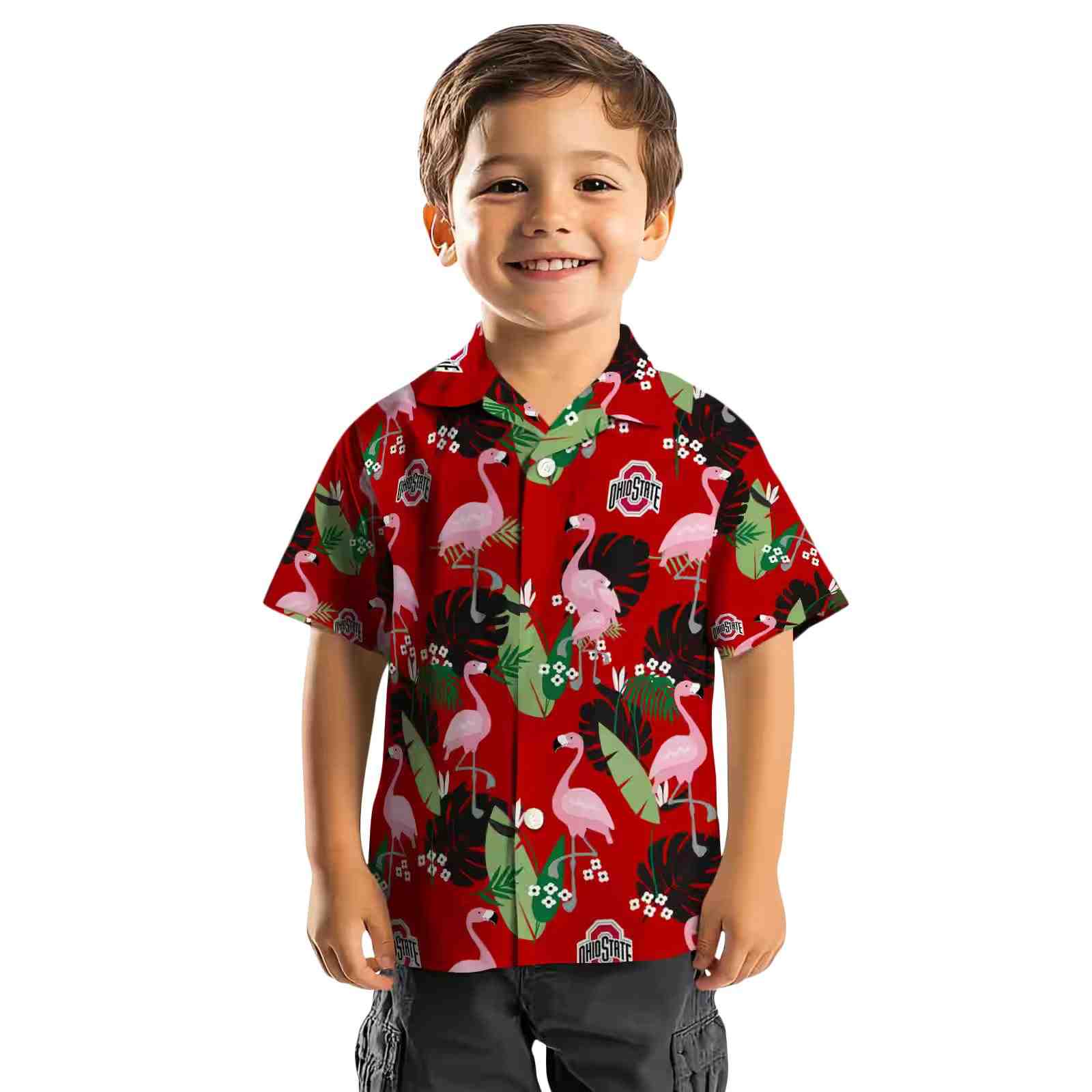 ohio state buckeyes flamingo leaf motif scarlet hawaiian shirt top rated