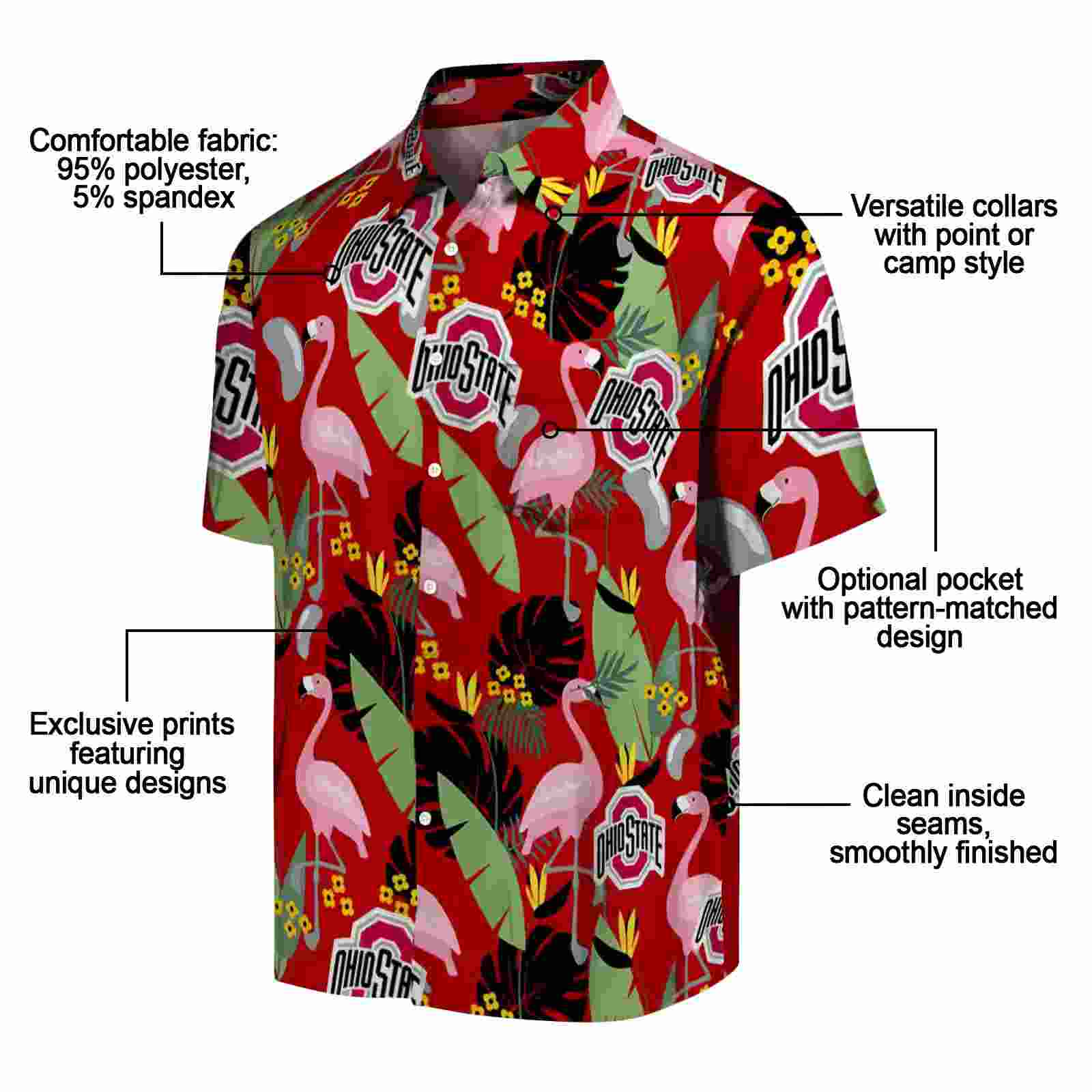 ohio state buckeyes flamingo leaves scarlet hawaiian shirt new arrival