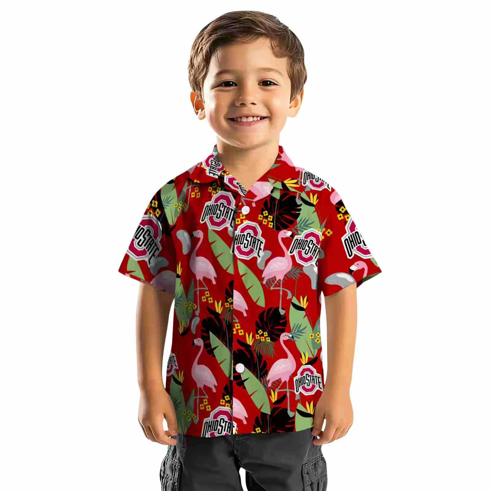 ohio state buckeyes flamingo leaves scarlet hawaiian shirt top rated