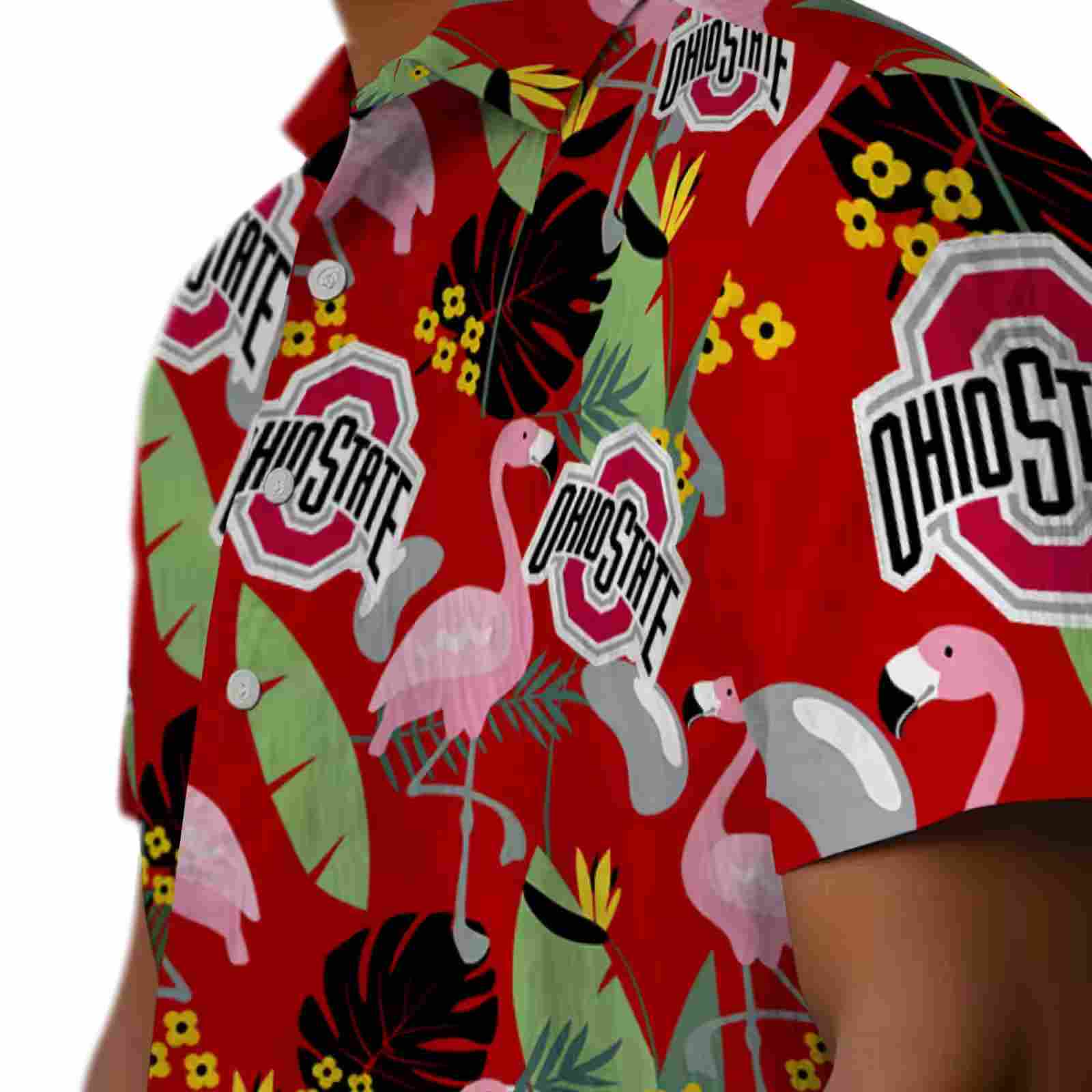 ohio state buckeyes flamingo leaves scarlet hawaiian shirt trendy