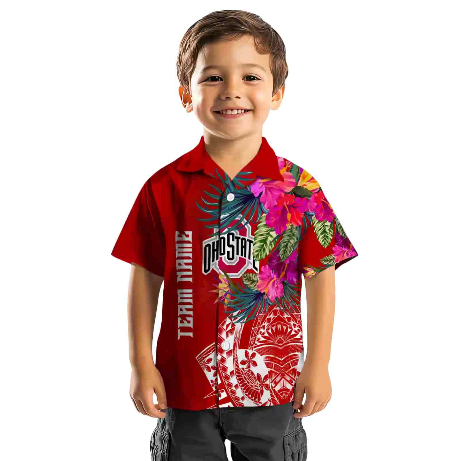 ohio state buckeyes floral polynesian scarlet hawaiian shirt top rated