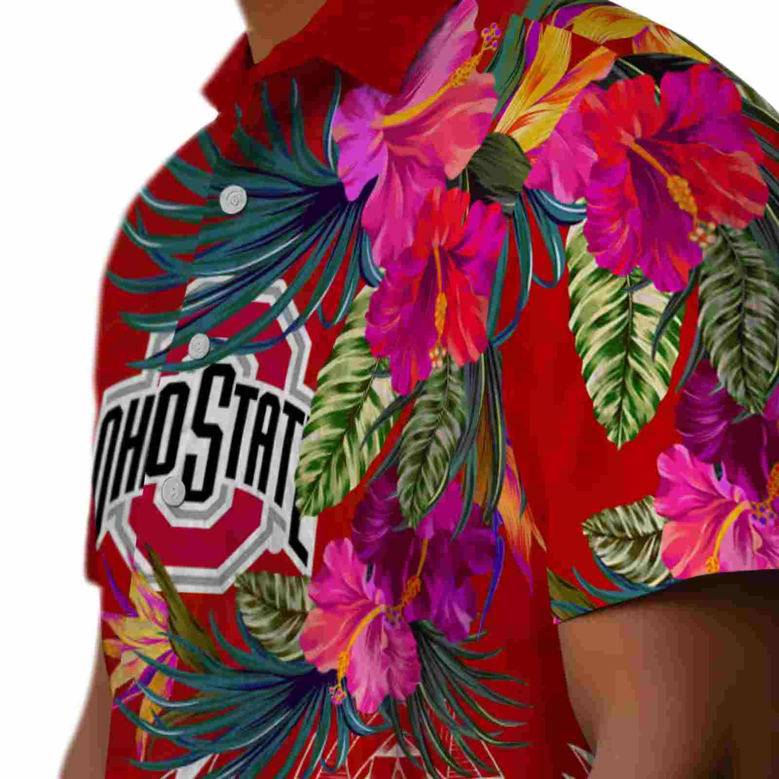 ohio state buckeyes floral polynesian scarlet hawaiian shirt trendy