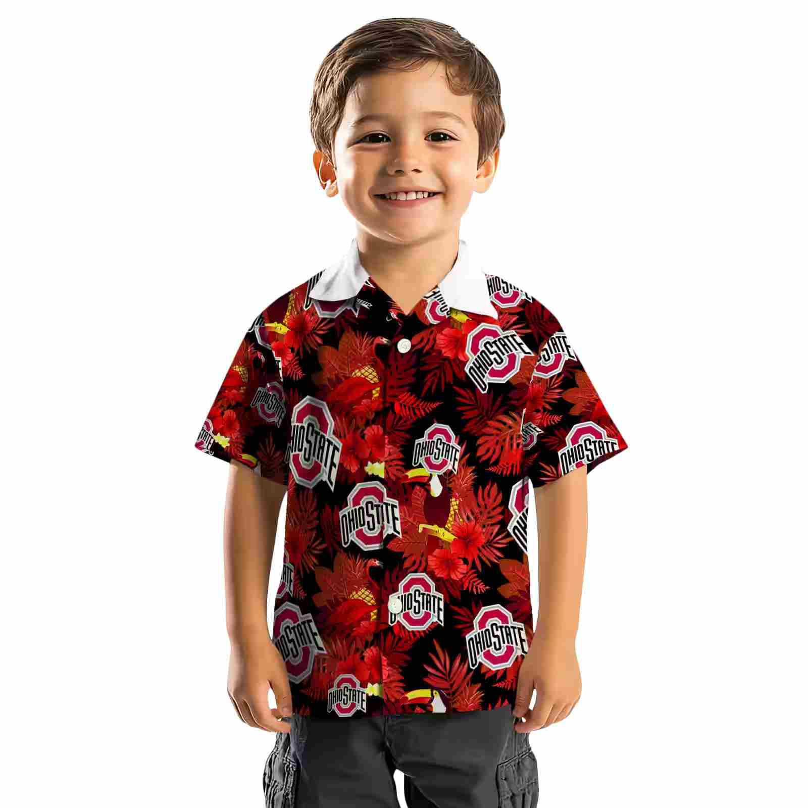 ohio state buckeyes floral toucan scarlet red hawaiian shirt top rated