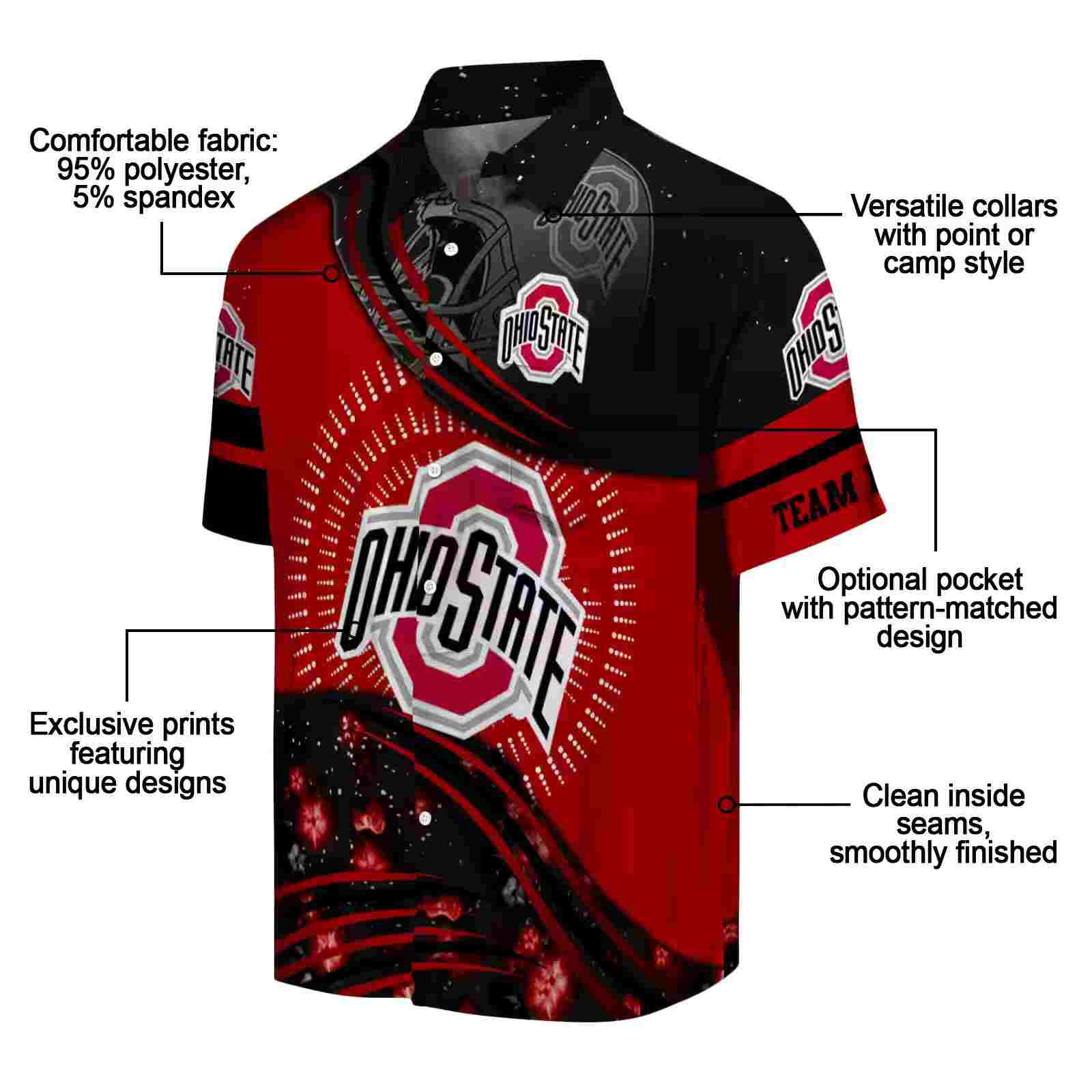 ohio state buckeyes football wave scarlet black hawaiian shirt new arrival