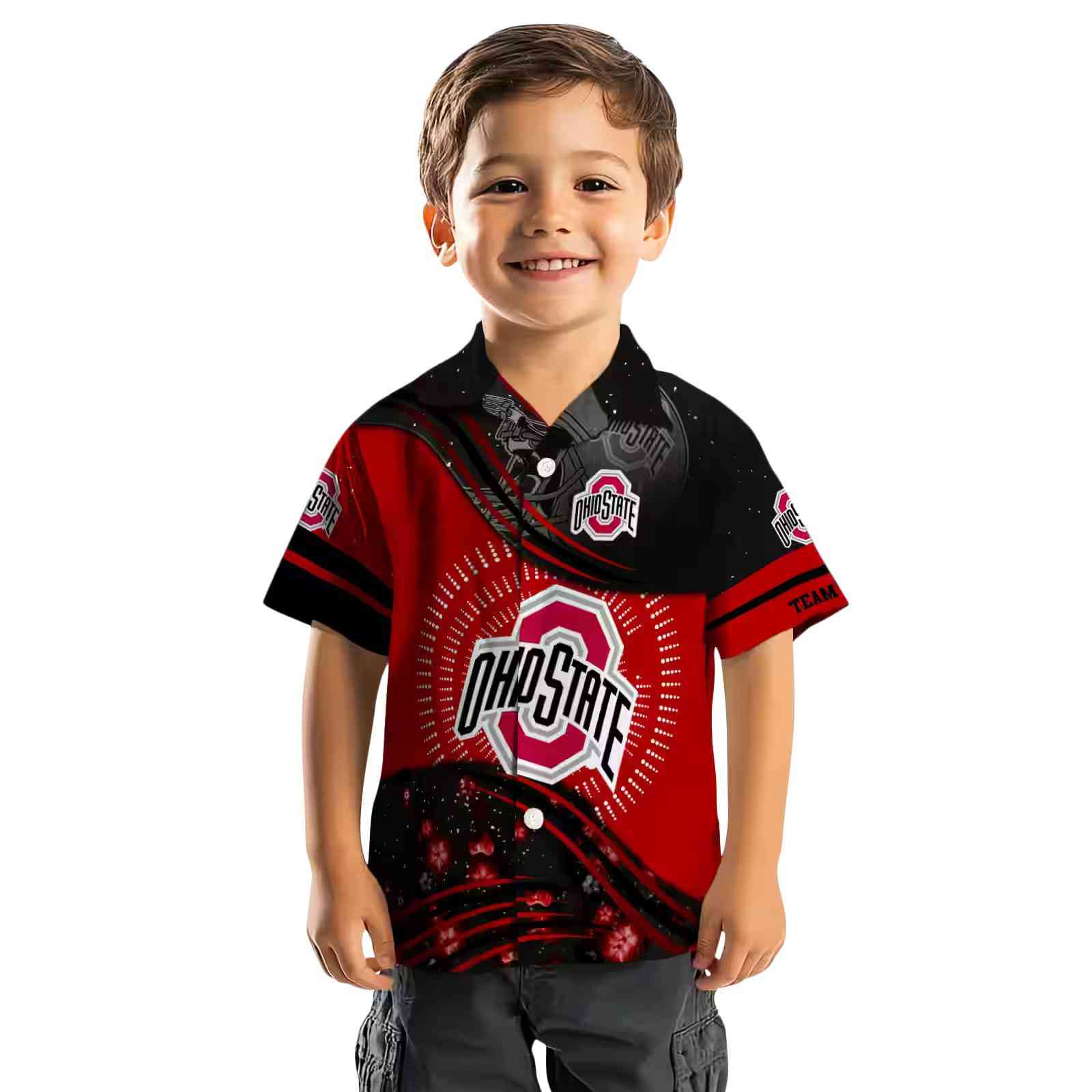 ohio state buckeyes football wave scarlet black hawaiian shirt top rated