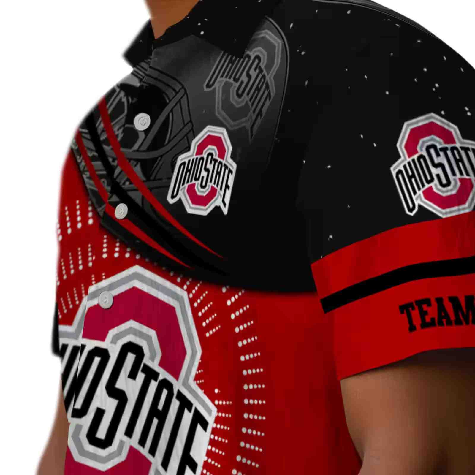 ohio state buckeyes football wave scarlet black hawaiian shirt trendy