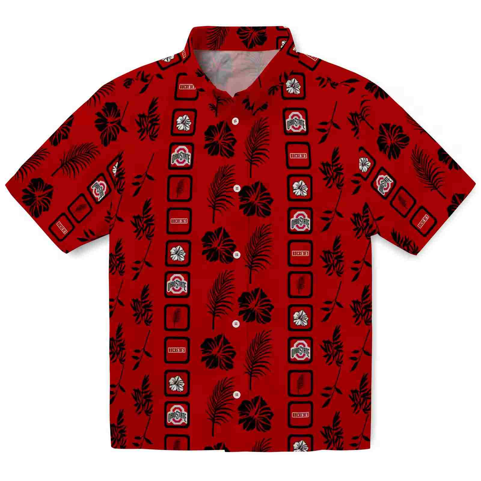 Ohio State Buckeyes Framed Floral Scarlet Hawaiian Shirt