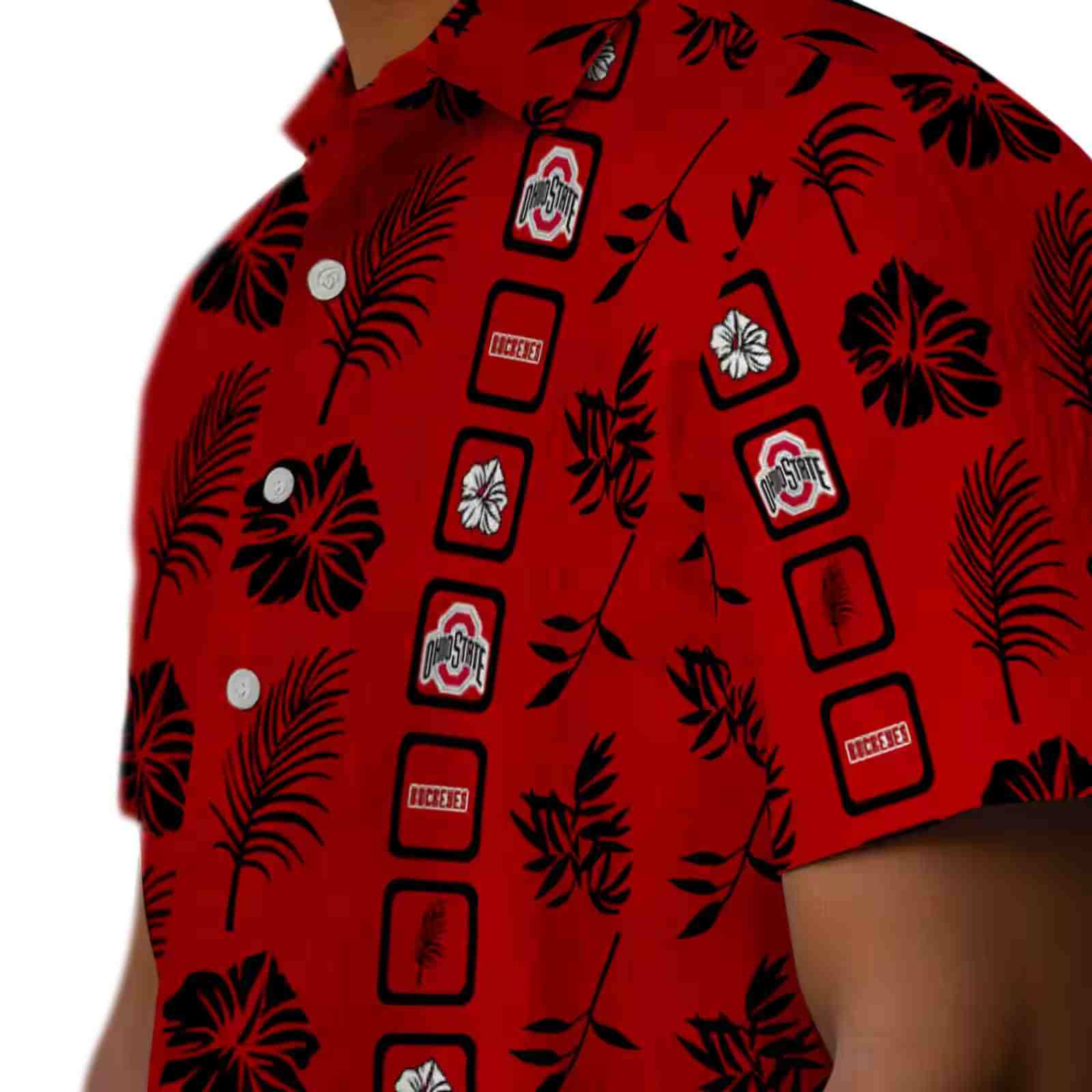 ohio state buckeyes framed floral scarlet hawaiian shirt trendy