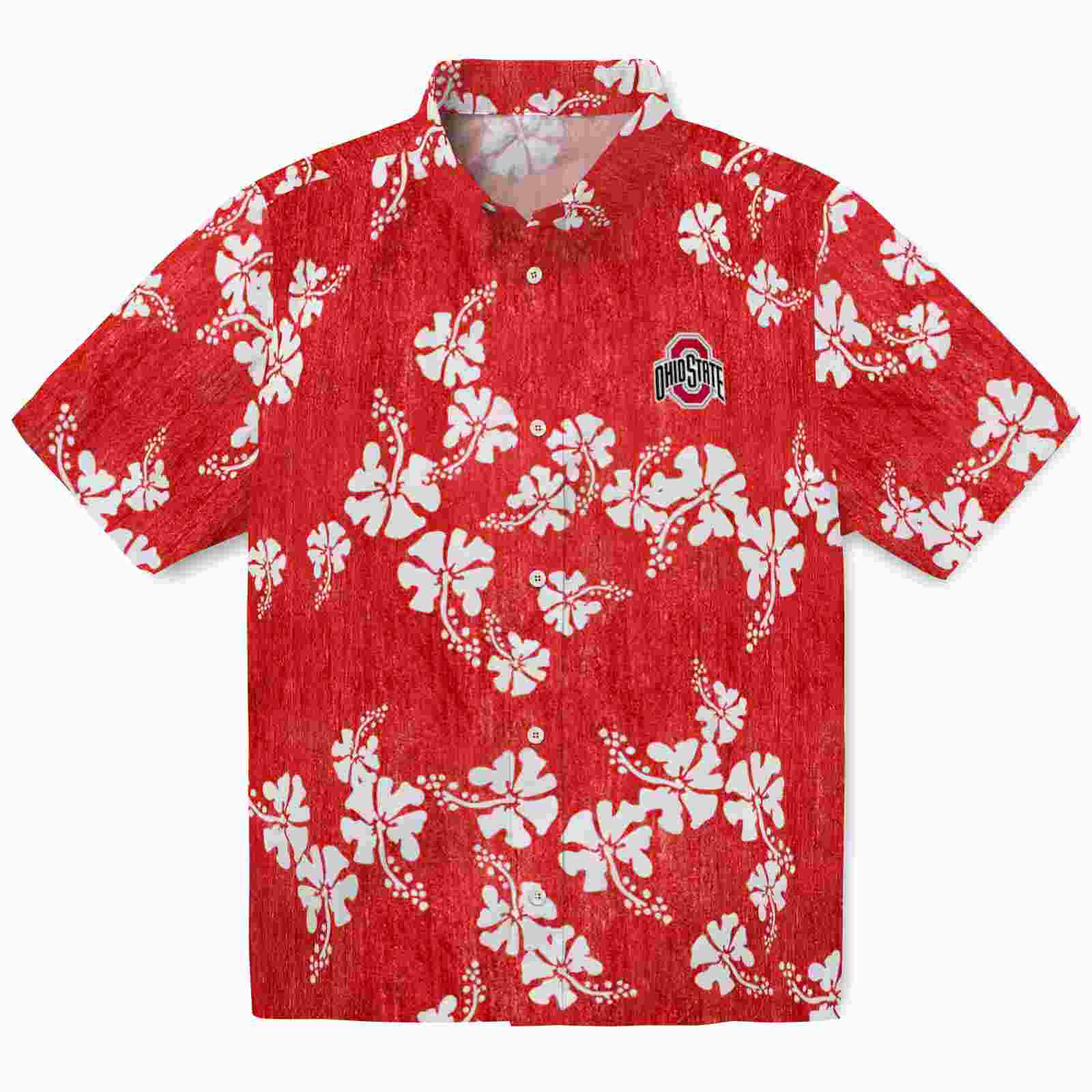 Ohio State Buckeyes Hibiscus Clusters Scarlet Hawaiian Shirt