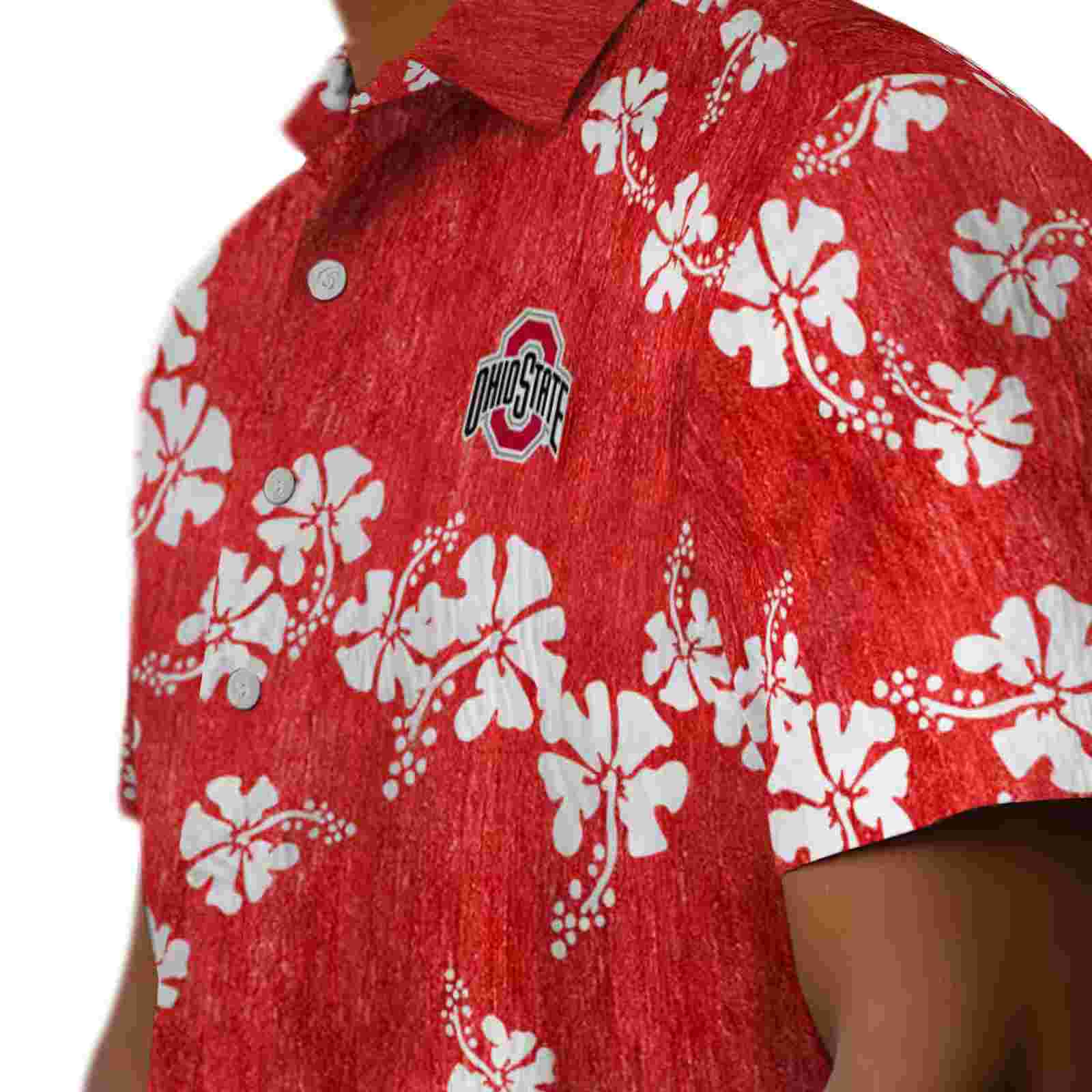 ohio state buckeyes hibiscus clusters scarlet hawaiian shirt trendy