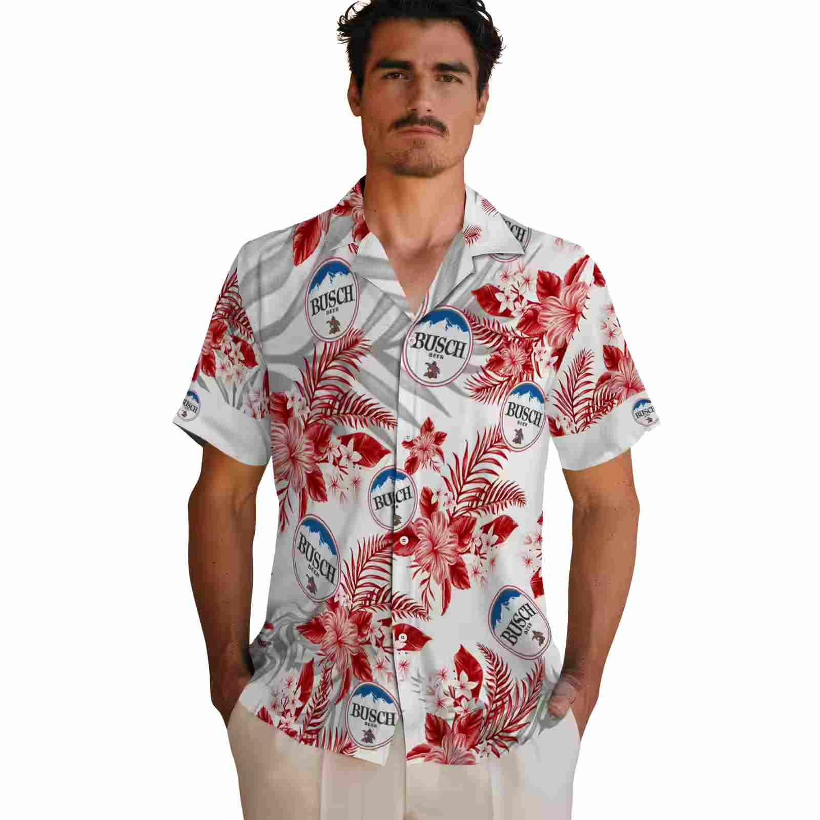 ohio state buckeyes hibiscus palm leaves scarlet white hawaiian shirt fashion forward