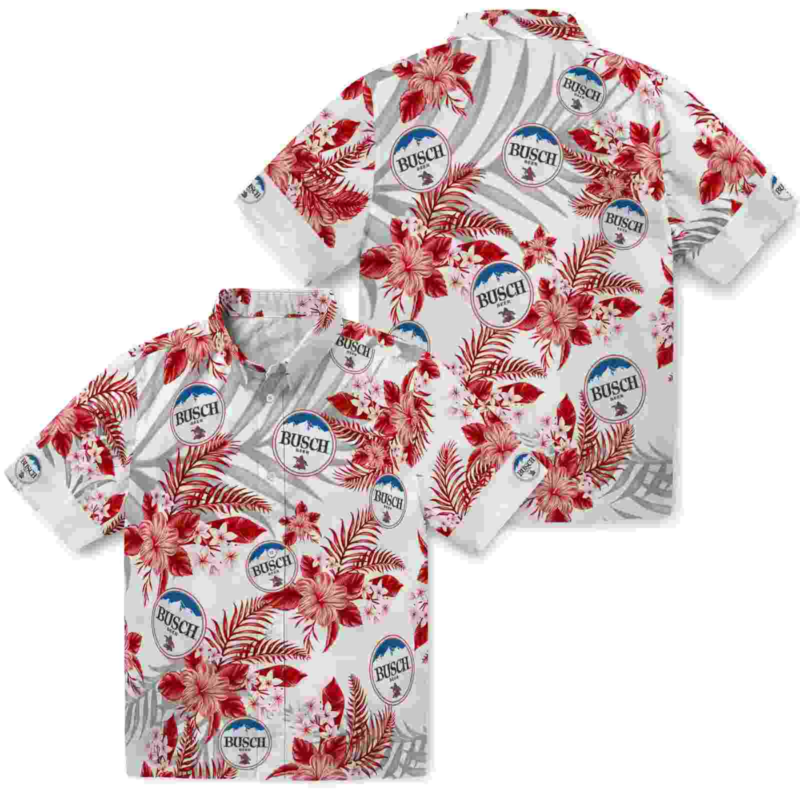 ohio state buckeyes hibiscus palm leaves scarlet white hawaiian shirt high quality