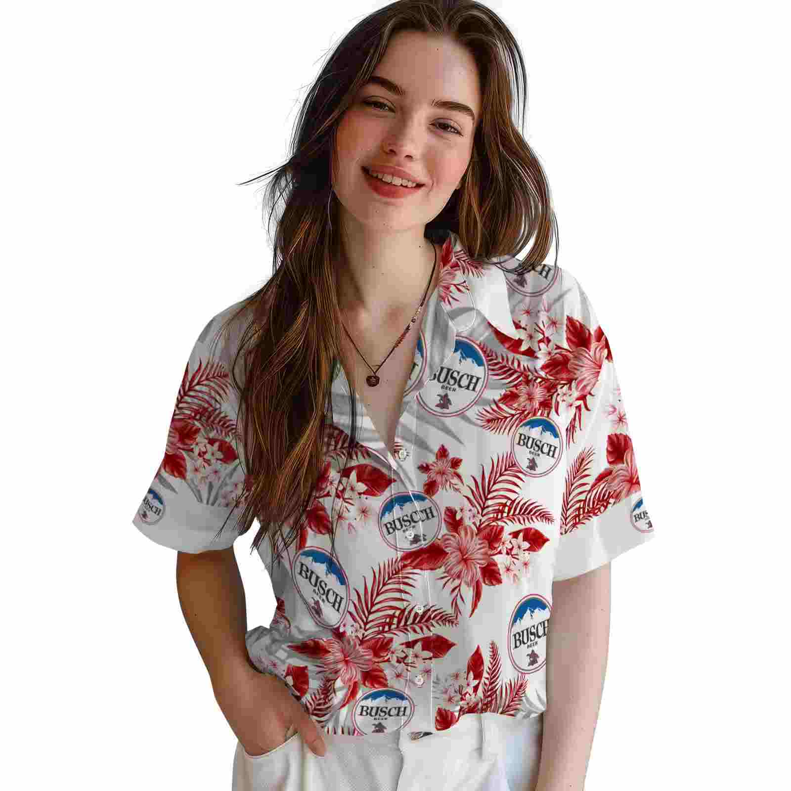 ohio state buckeyes hibiscus palm leaves scarlet white hawaiian shirt latest model