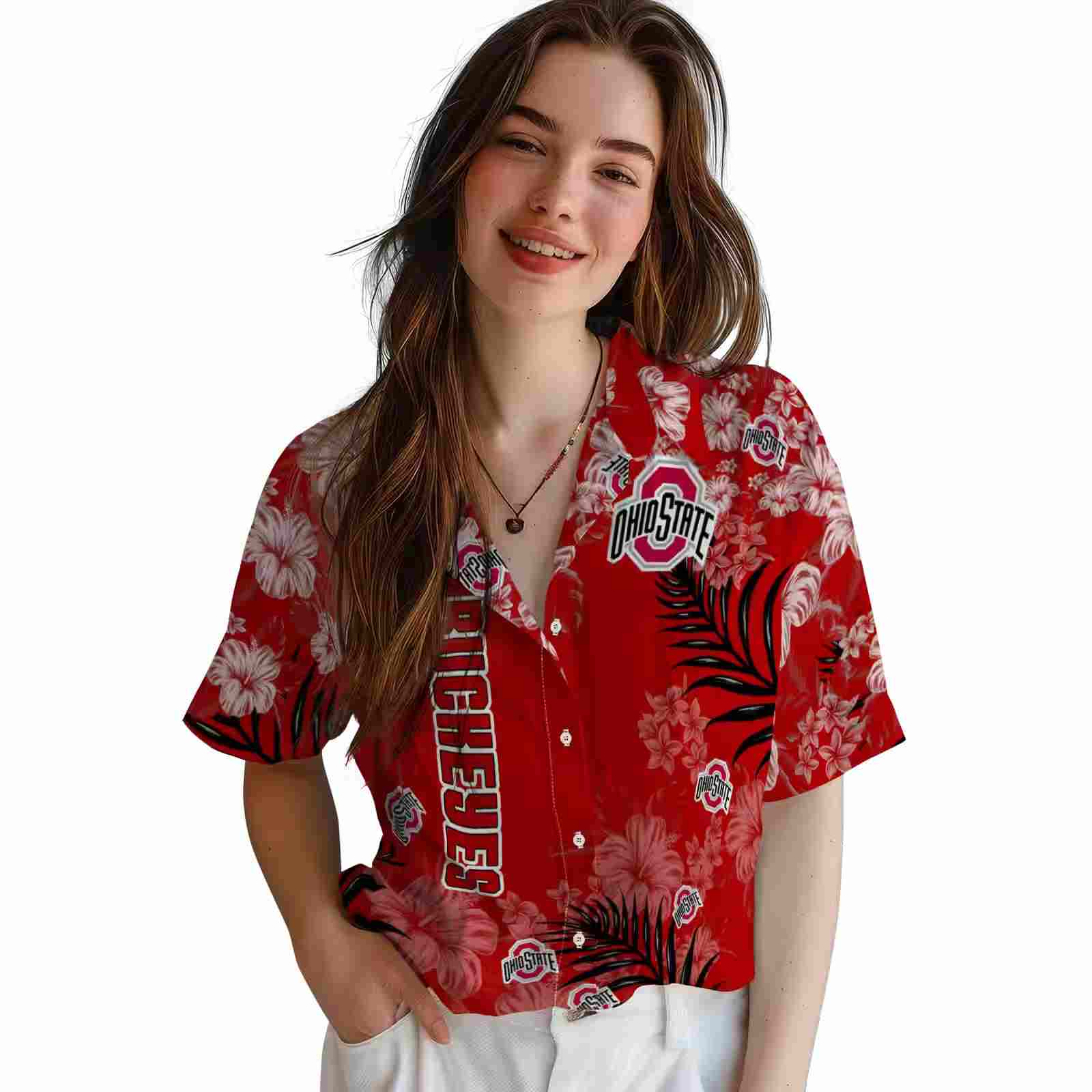 ohio state buckeyes hibiscus print scarlet hawaiian shirt latest model