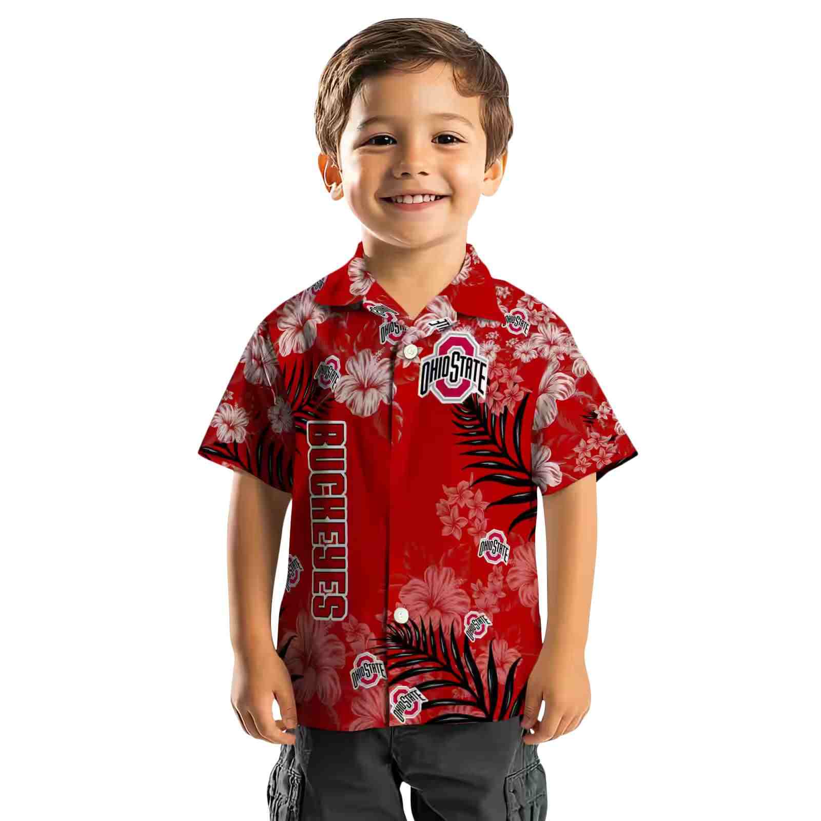 ohio state buckeyes hibiscus print scarlet hawaiian shirt top rated