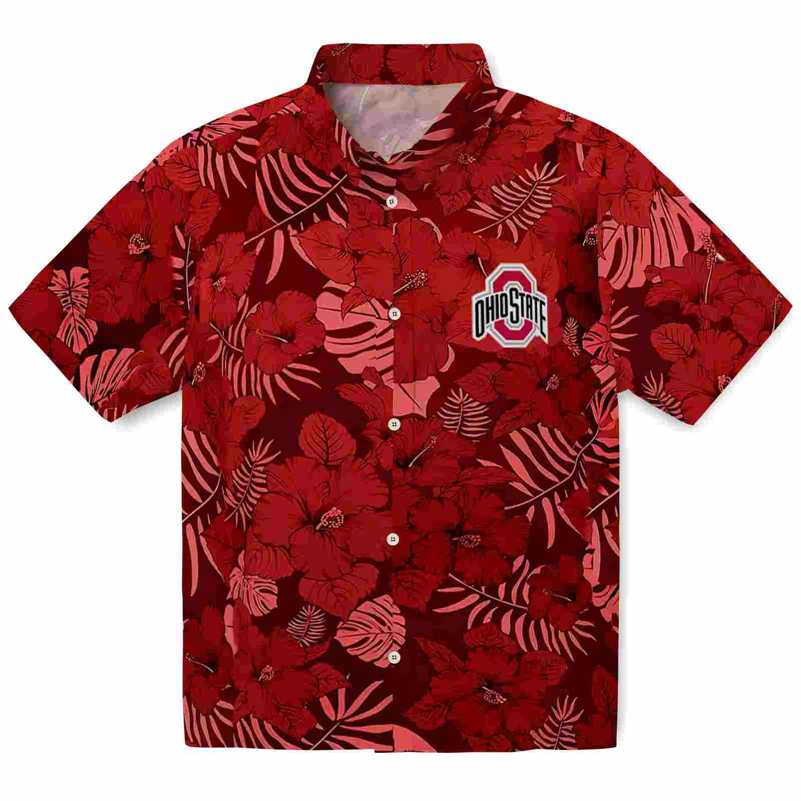 Ohio State Buckeyes Jungle Vibes Scarlet Hawaiian Shirt