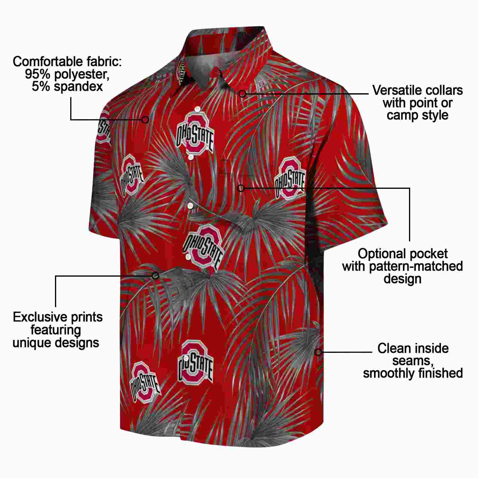 ohio state buckeyes leafy palms scarlet hawaiian shirt new arrival