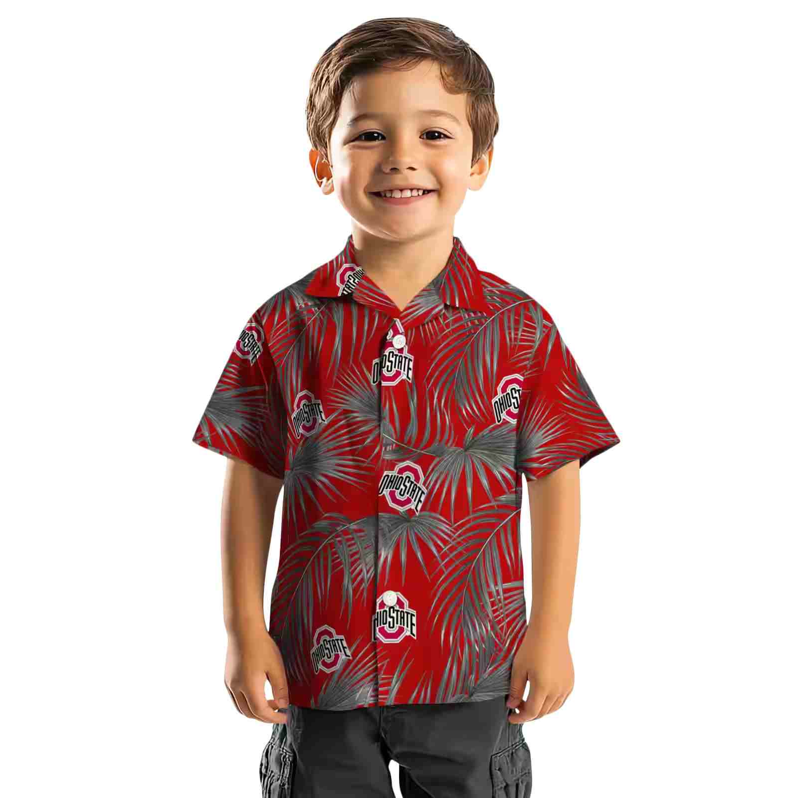 ohio state buckeyes leafy palms scarlet hawaiian shirt top rated