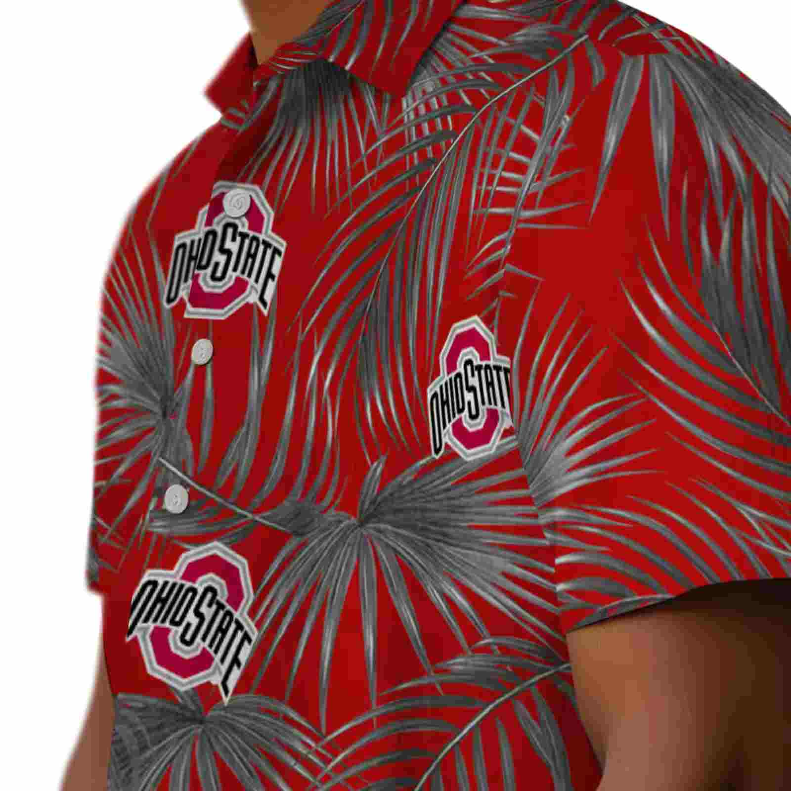 ohio state buckeyes leafy palms scarlet hawaiian shirt trendy