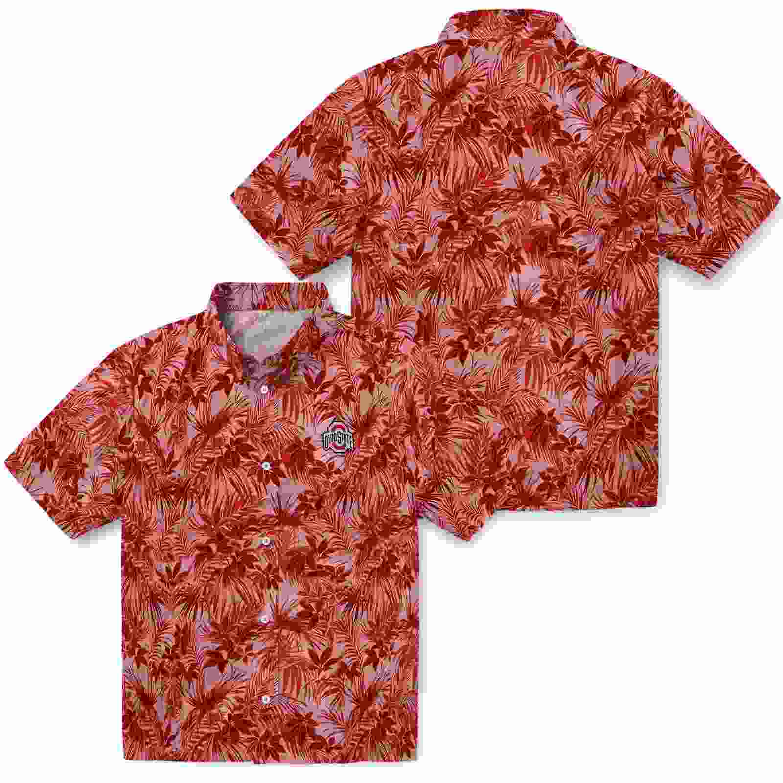 ohio state buckeyes leafy pattern scarlet hawaiian shirt high quality