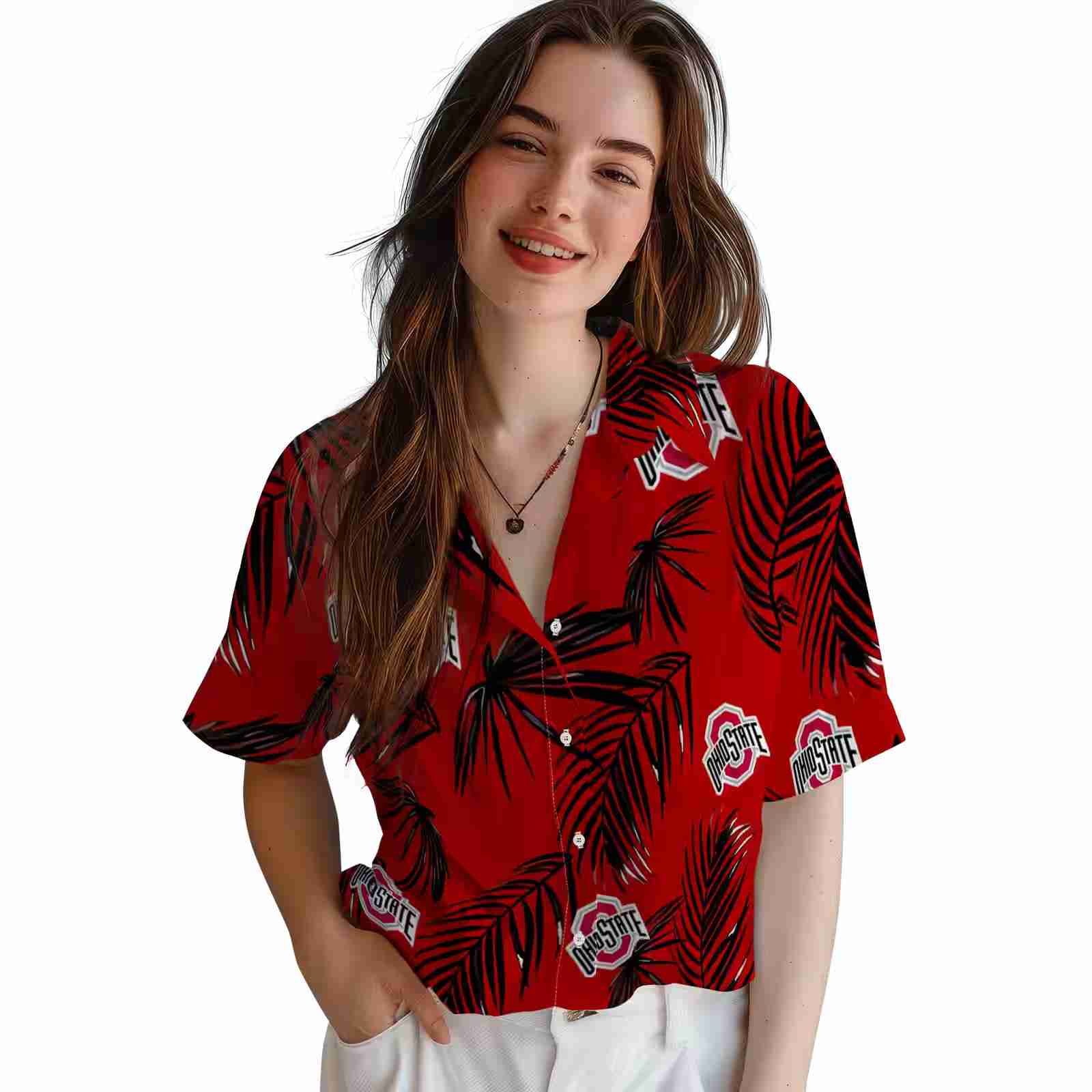 ohio state buckeyes palm leaf scarlet hawaiian shirt latest model