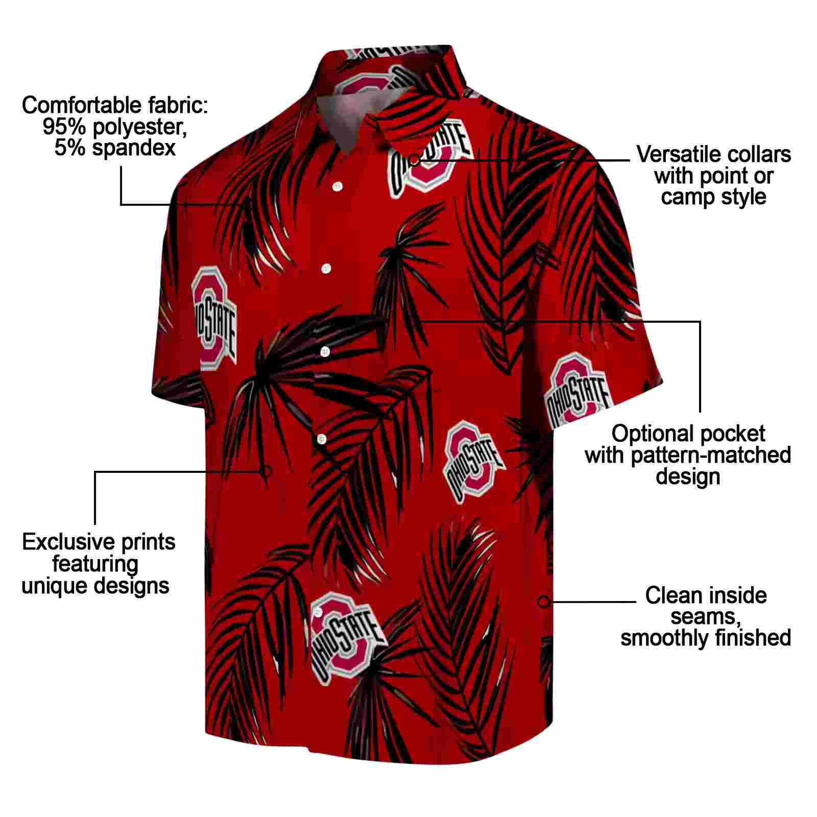 ohio state buckeyes palm leaf scarlet hawaiian shirt new arrival