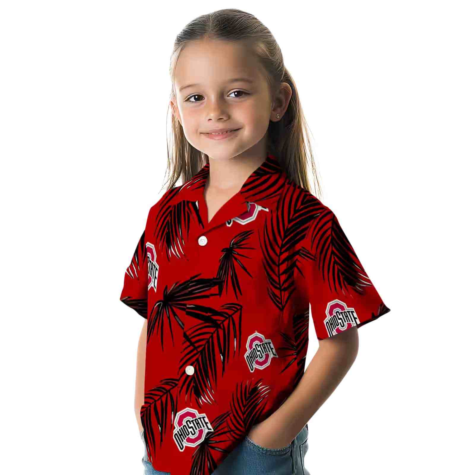 ohio state buckeyes palm leaf scarlet hawaiian shirt premium grade