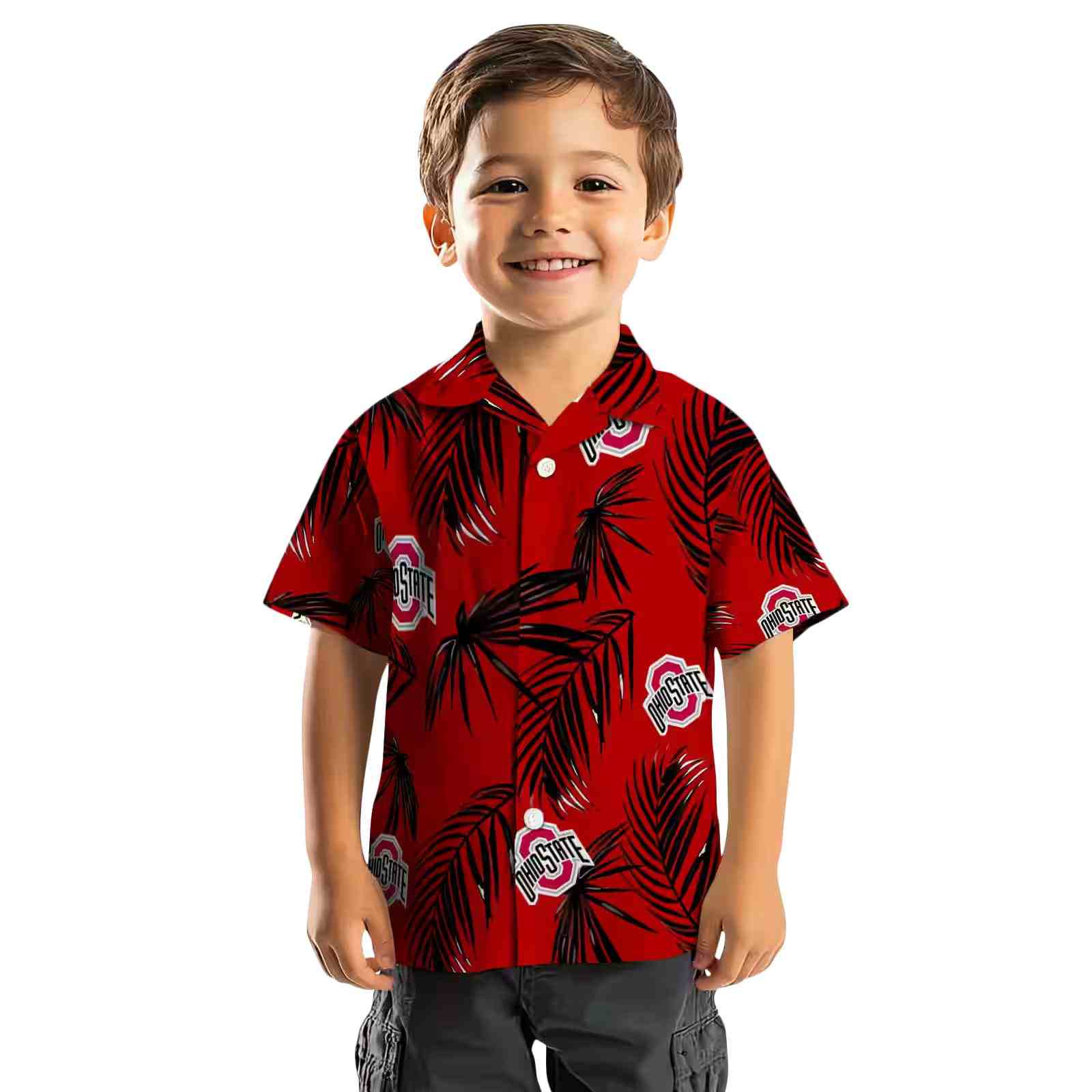 ohio state buckeyes palm leaf scarlet hawaiian shirt top rated