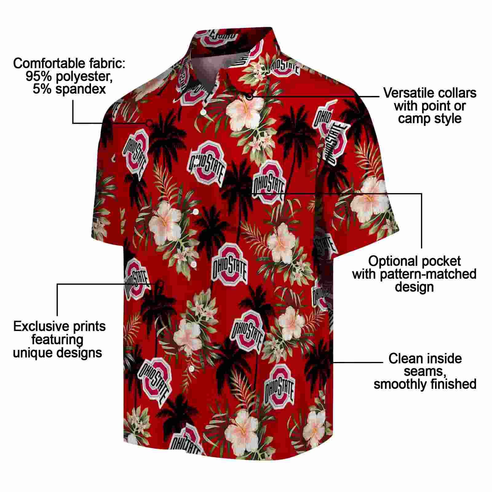 ohio state buckeyes palm tree flower scarlet hawaiian shirt new arrival