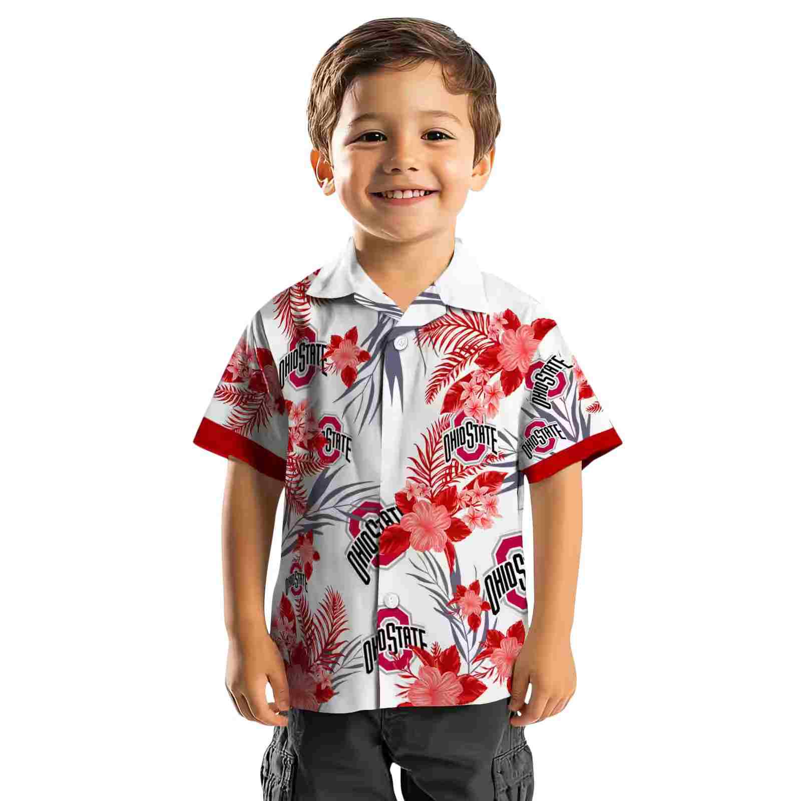 ohio state buckeyes patriotic hibiscus design scarlet white hawaiian shirt top rated