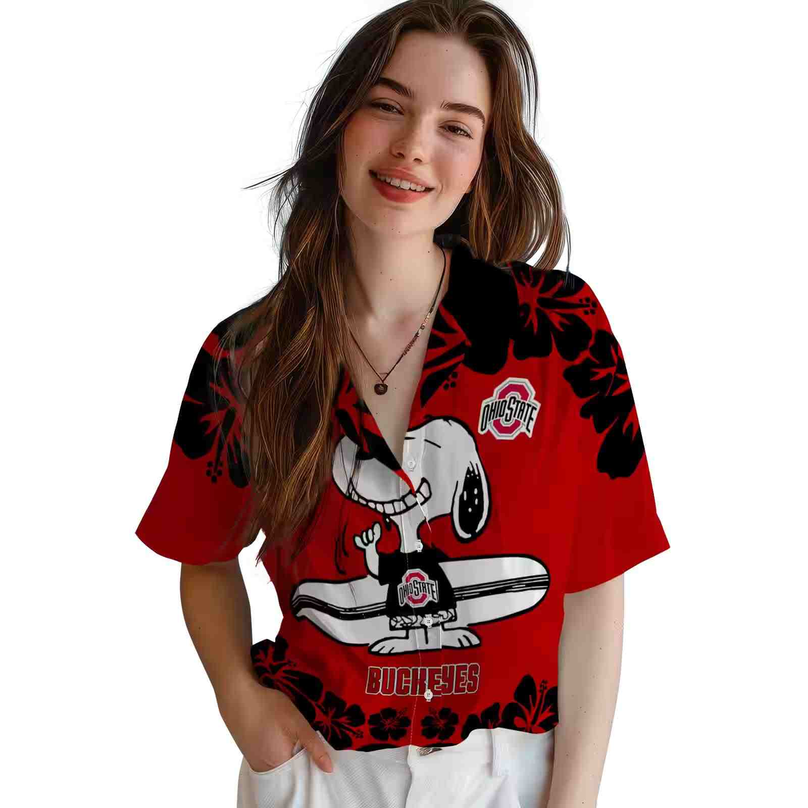 ohio state buckeyes snoopy surf scarlet white hawaiian shirt latest model