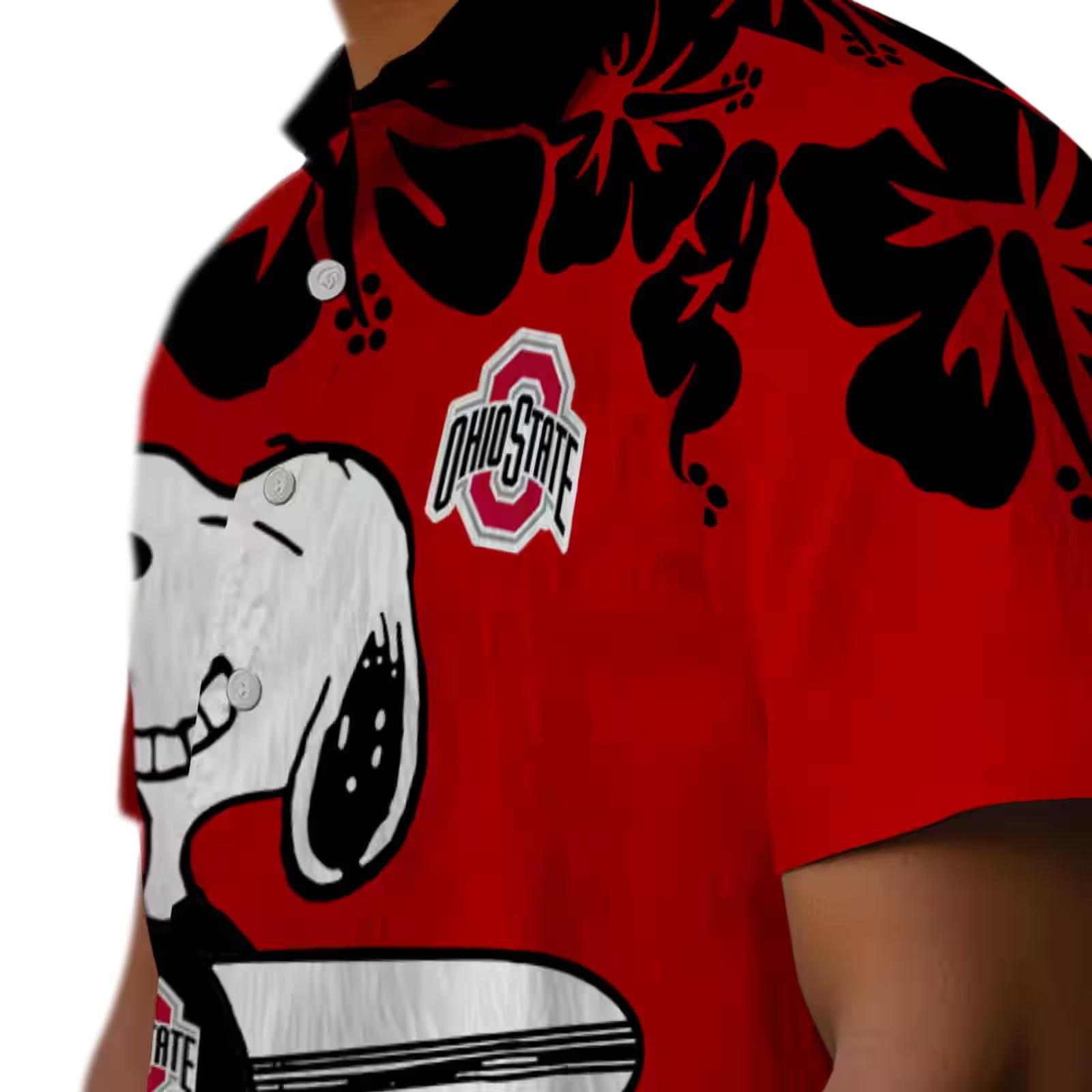 ohio state buckeyes snoopy surf scarlet white hawaiian shirt trendy