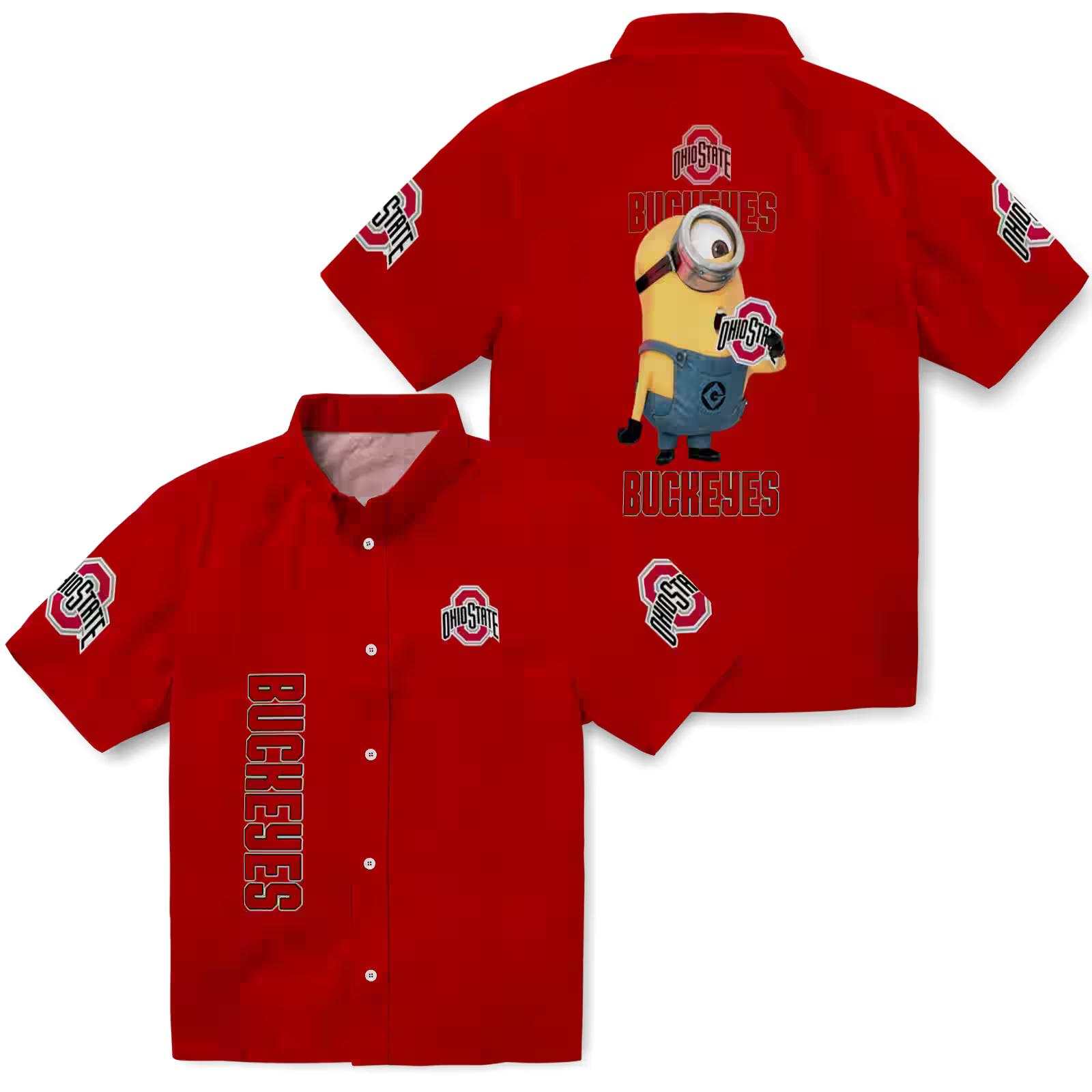 ohio state buckeyes stuart minion scarlet hawaiian shirt high quality