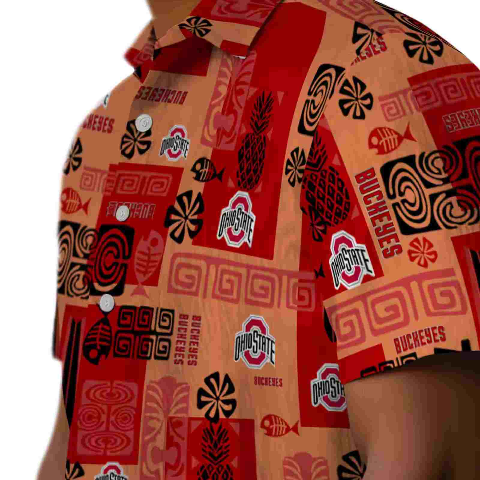 ohio state buckeyes tribal symbols scarlet hawaiian shirt trendy