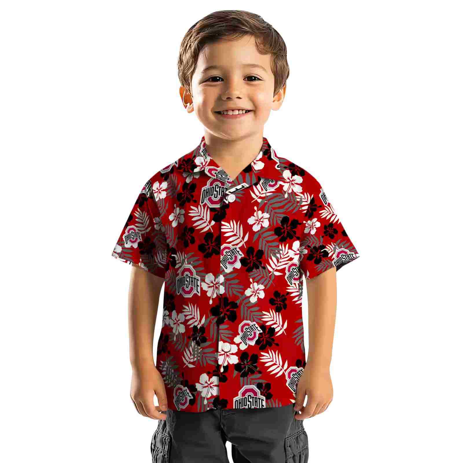 ohio state buckeyes tropical floral scarlet hawaiian shirt top rated