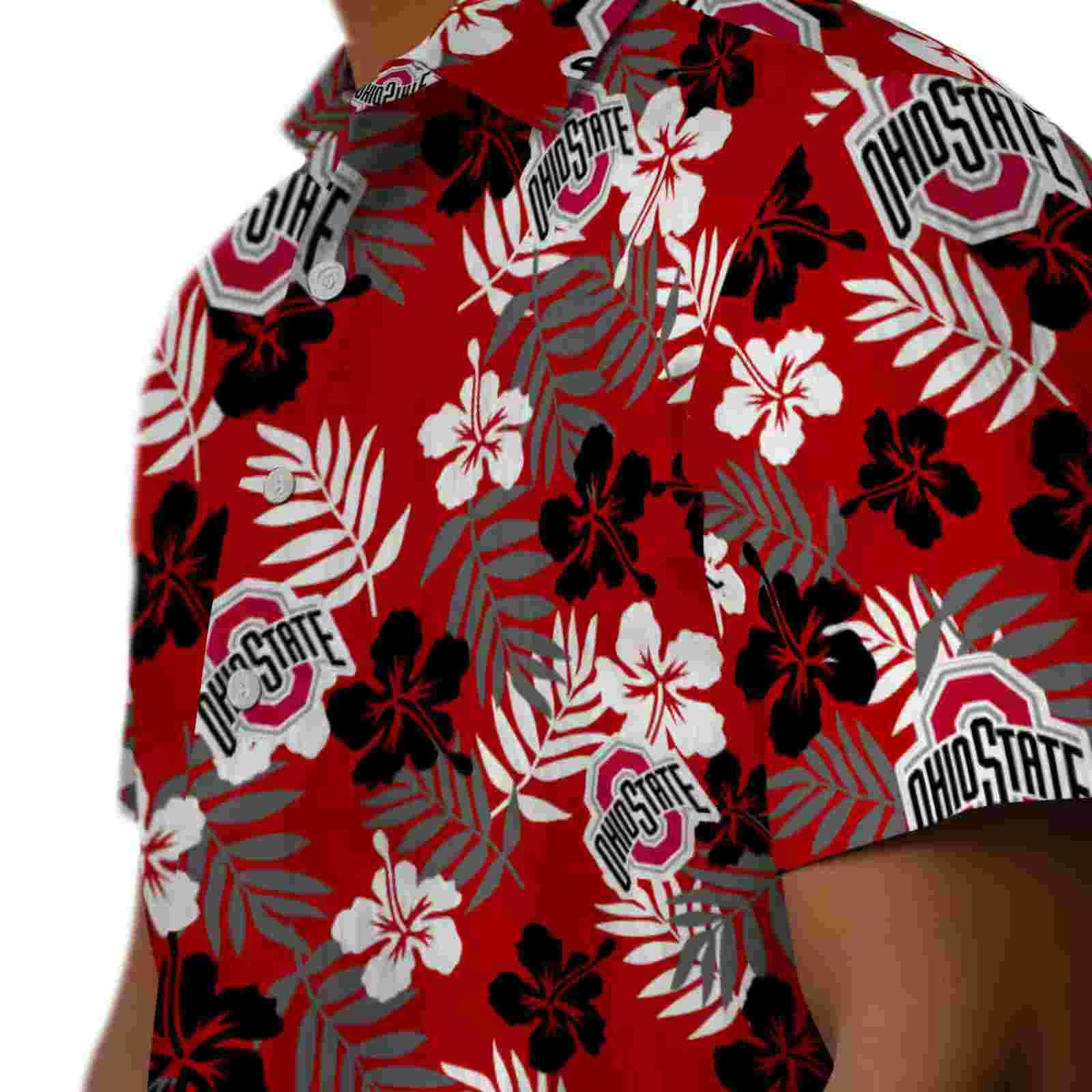 ohio state buckeyes tropical floral scarlet hawaiian shirt trendy