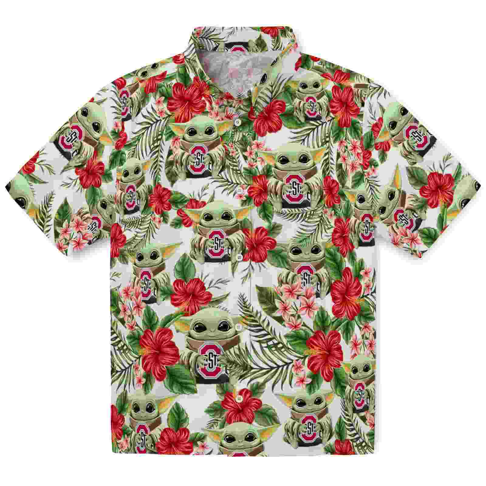 Ohio State Buckeyes Tropical Yoda Green Hawaiian Shirt