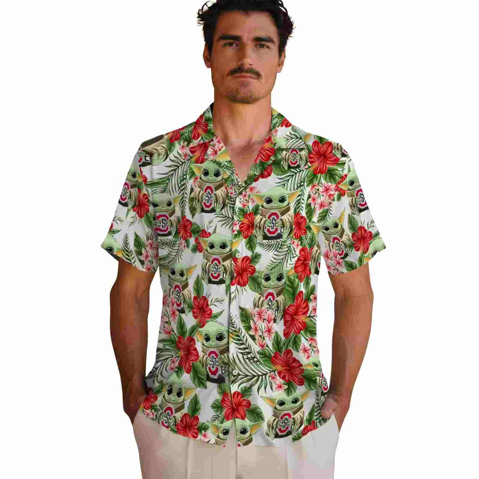 ohio state buckeyes tropical yoda green hawaiian shirt fashion forward