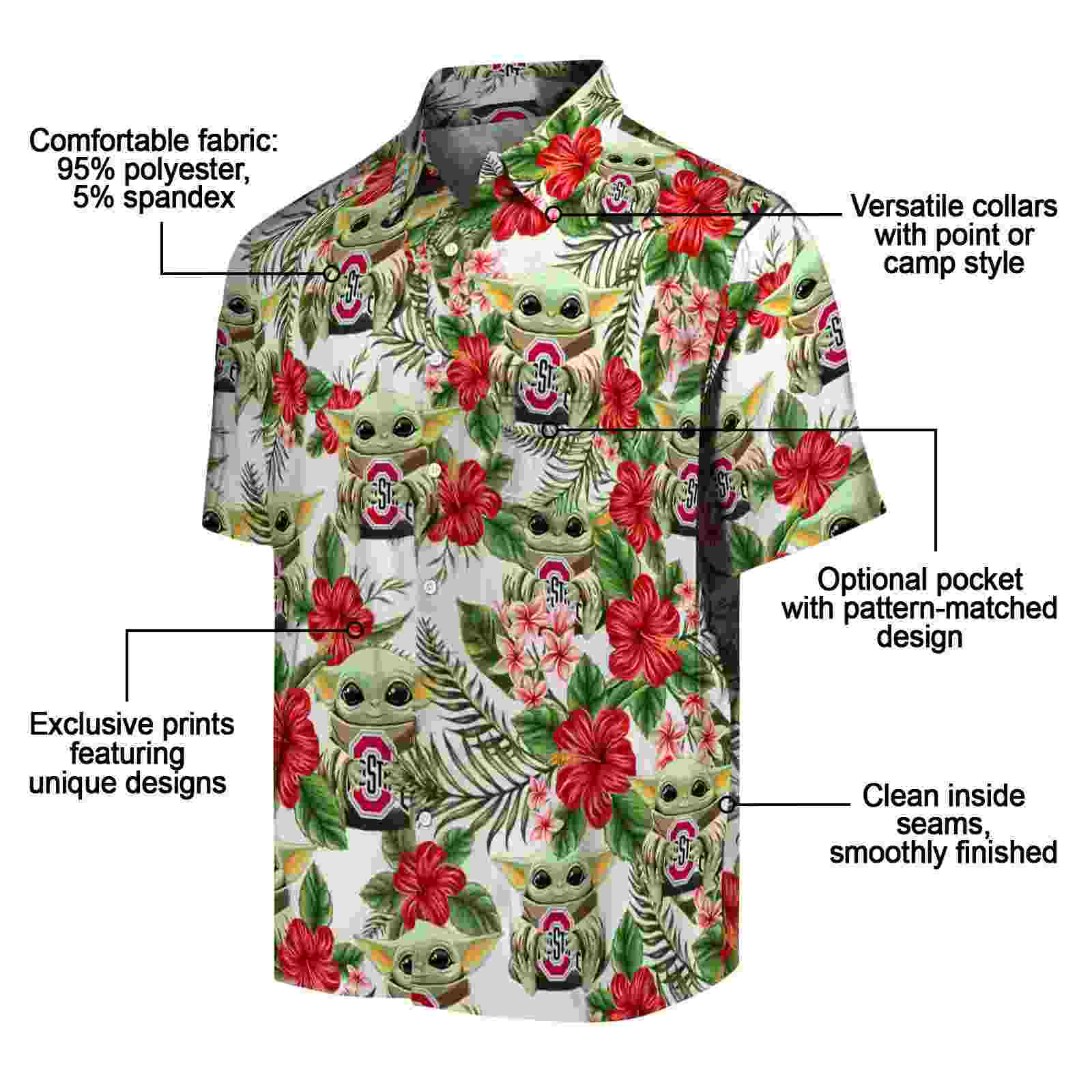 ohio state buckeyes tropical yoda green hawaiian shirt new arrival