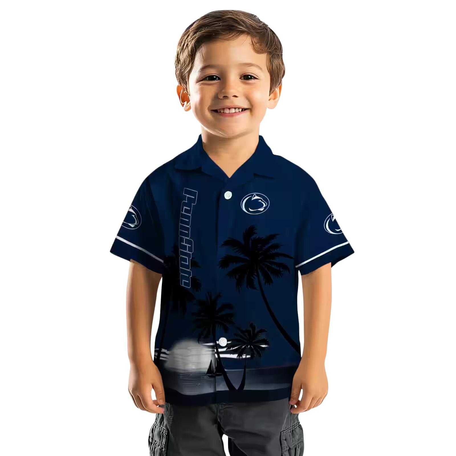 penn state nittany lions beach sunset blue black hawaiian shirt top rated