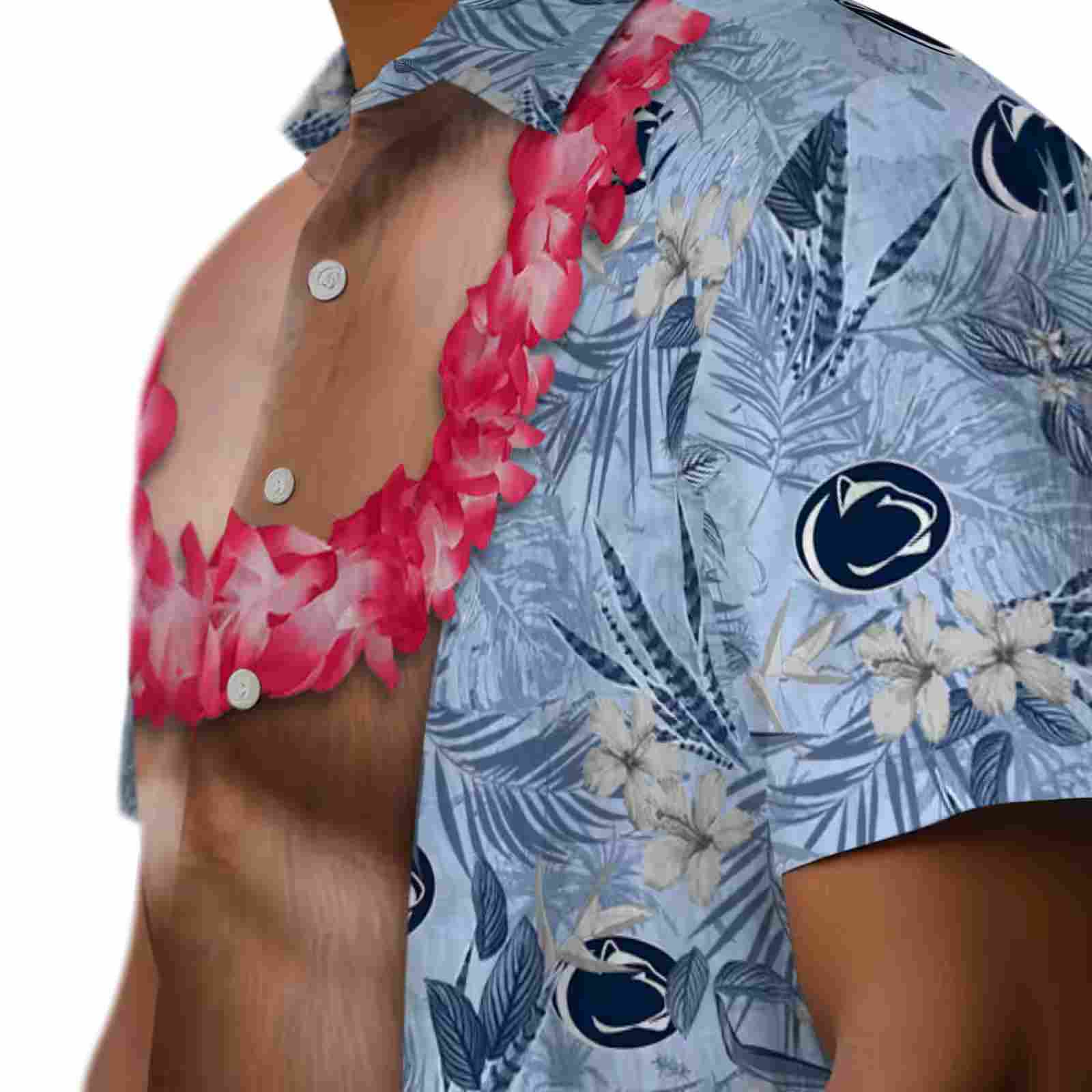 penn state nittany lions chest illusion blue hawaiian shirt trendy