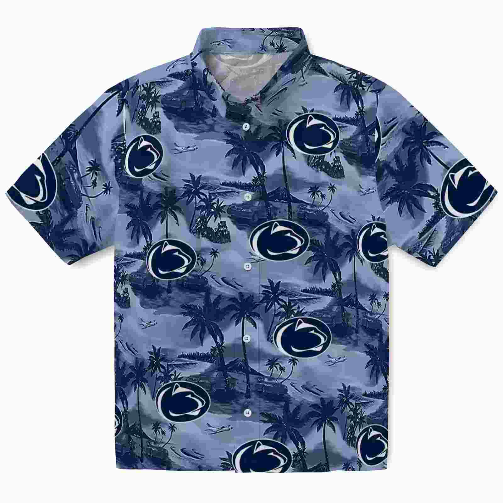 Penn State Nittany Lions Coastal Palms Blue Hawaiian Shirt