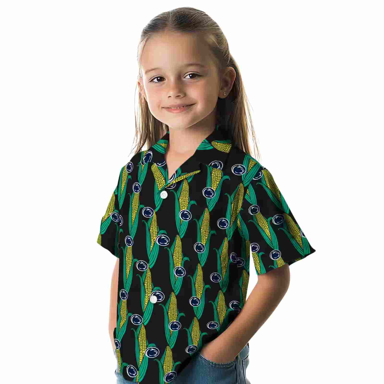 penn state nittany lions corn motifs black green hawaiian shirt premium grade