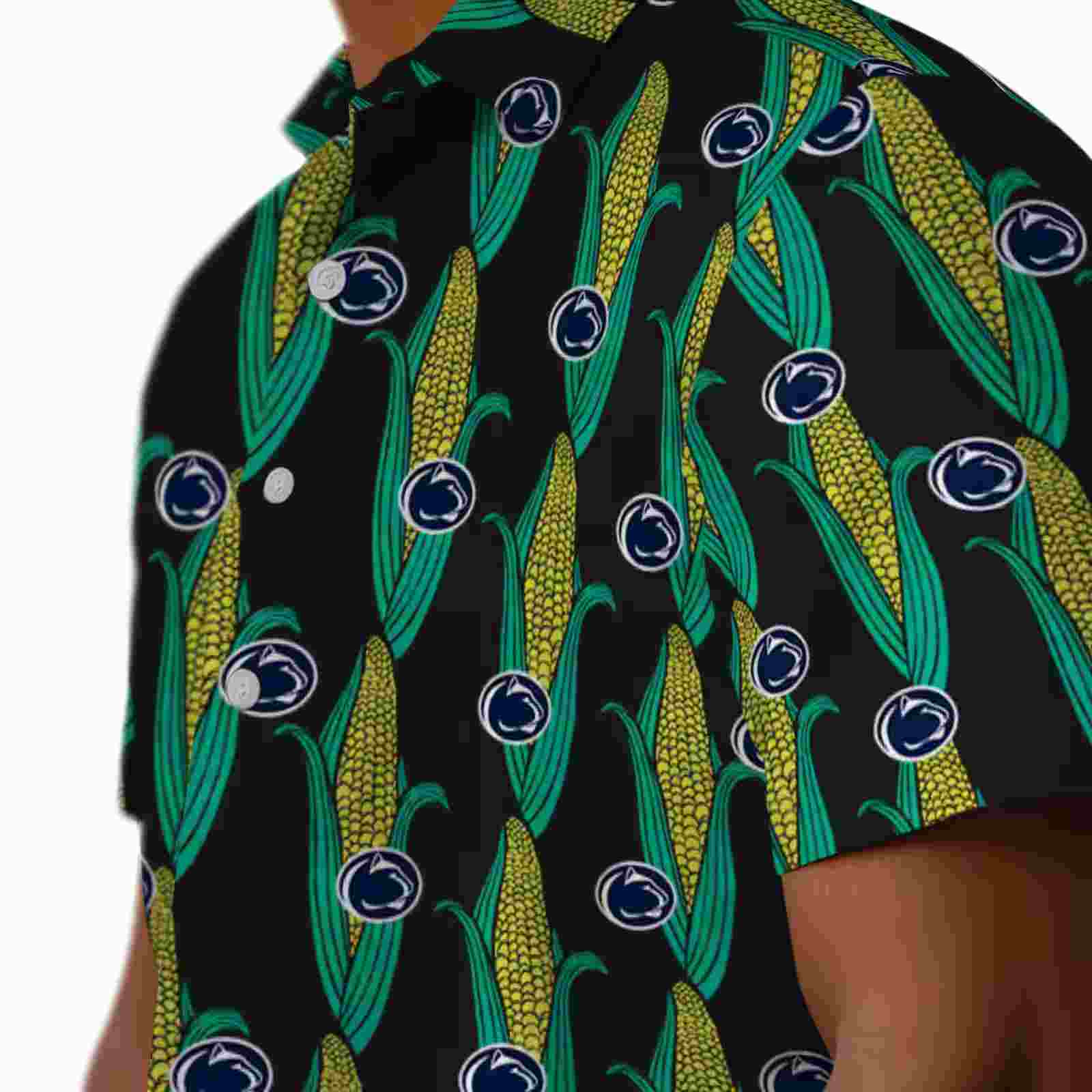 penn state nittany lions corn motifs black green hawaiian shirt trendy