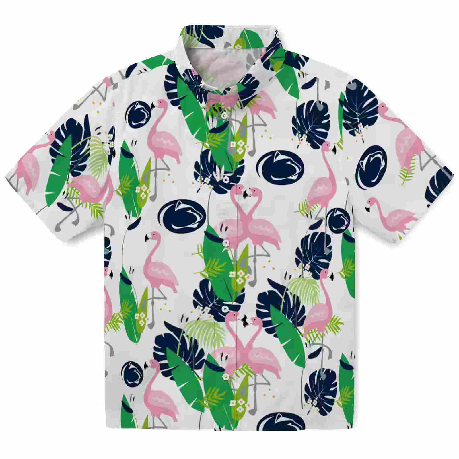 Penn State Nittany Lions Flamingo Foliage Blue Green Hawaiian Shirt