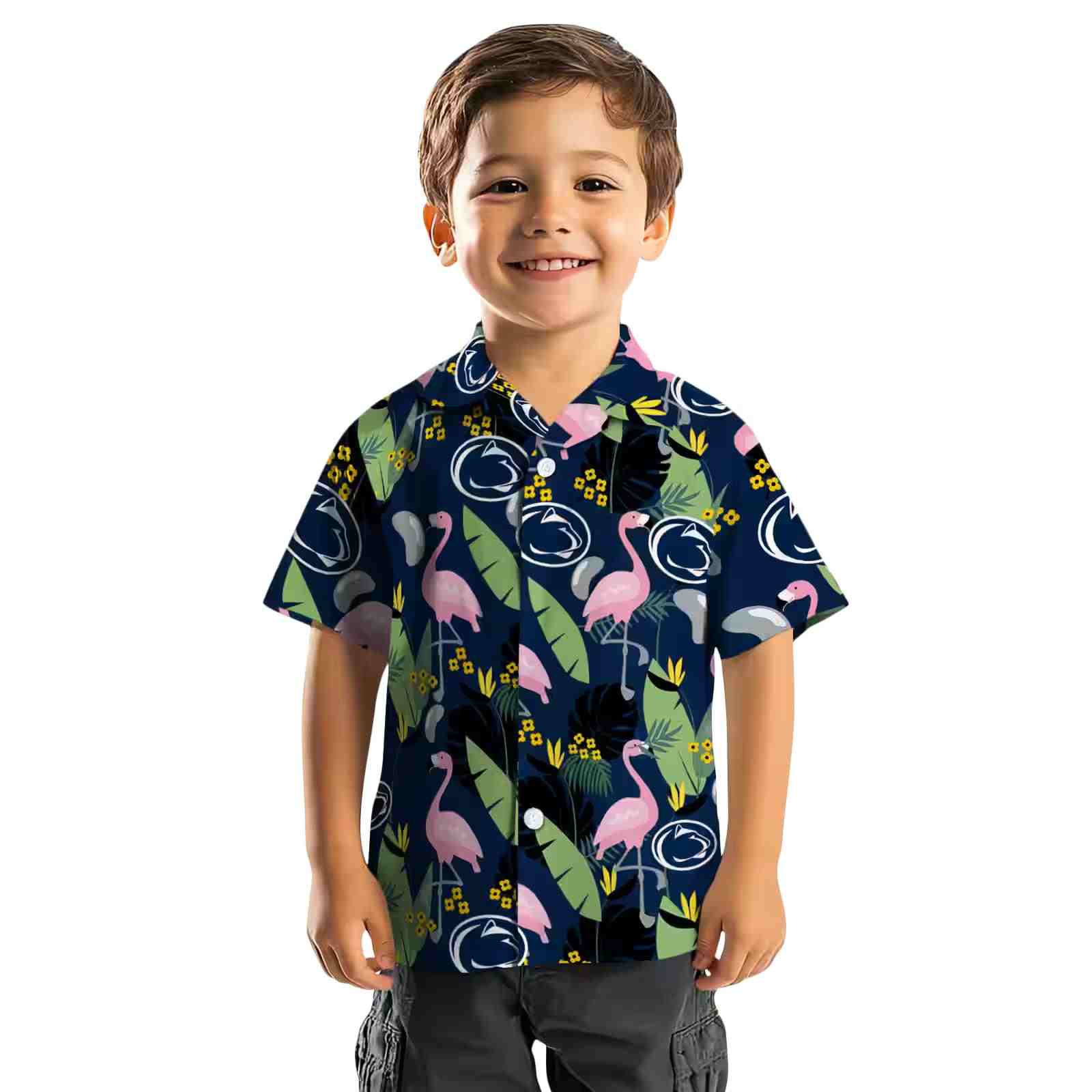 penn state nittany lions flamingo leaves blue hawaiian shirt top rated